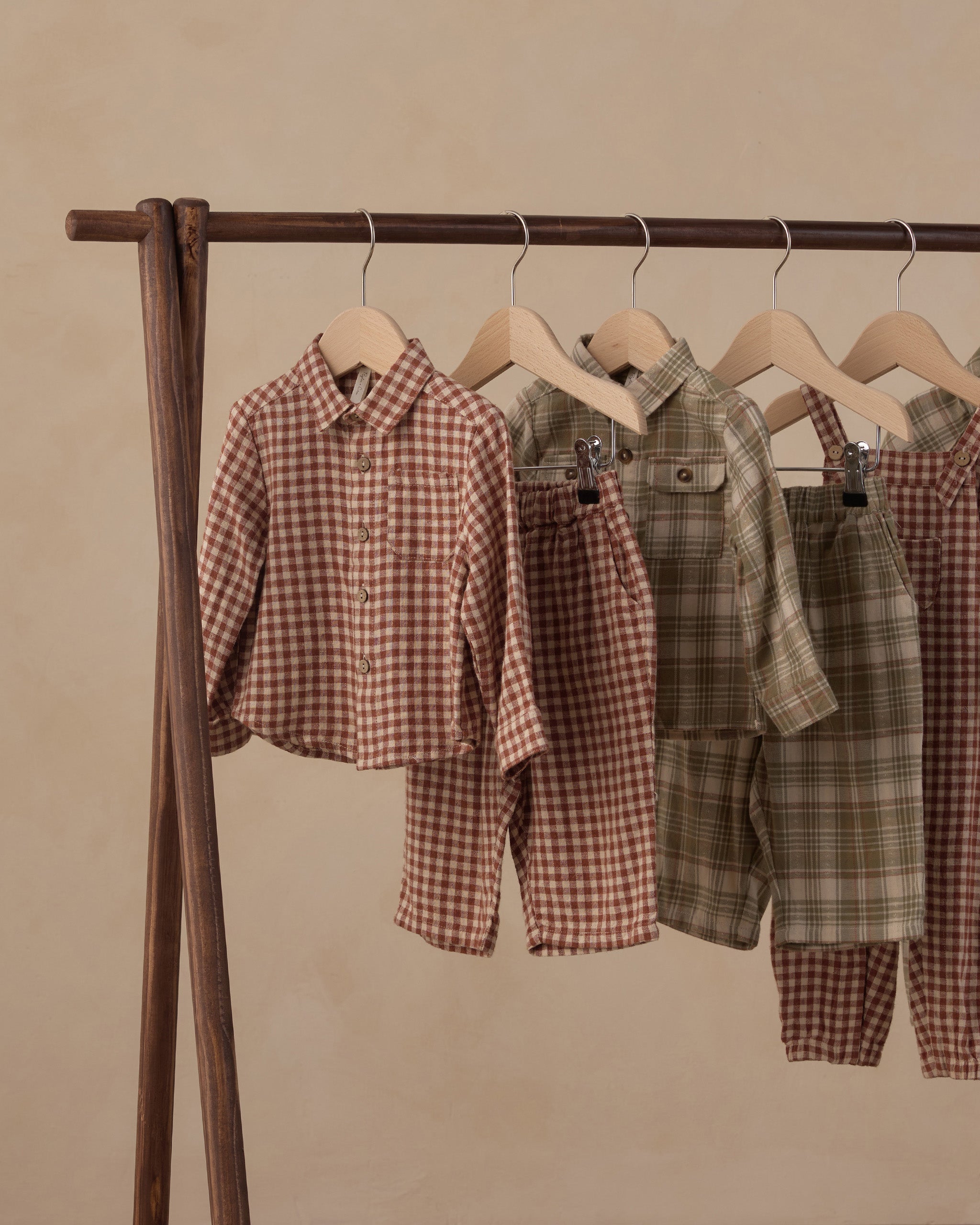 Collared Long Sleeve Shirt Brick Check - Rylee + Cru | Kids Clothes | Trendy Baby Clothes | Modern Infant Outfits |