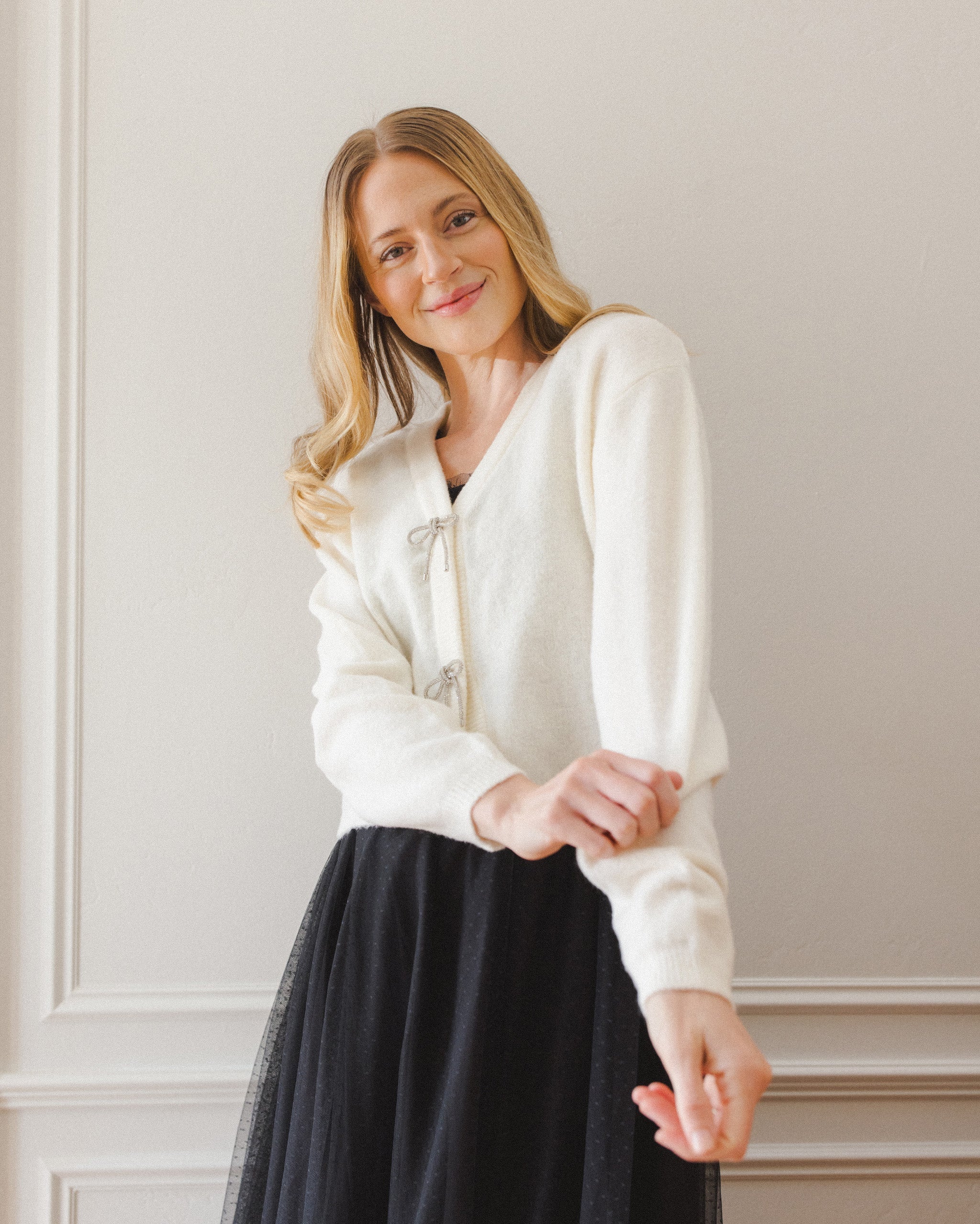Bow Cardigan | Ivory