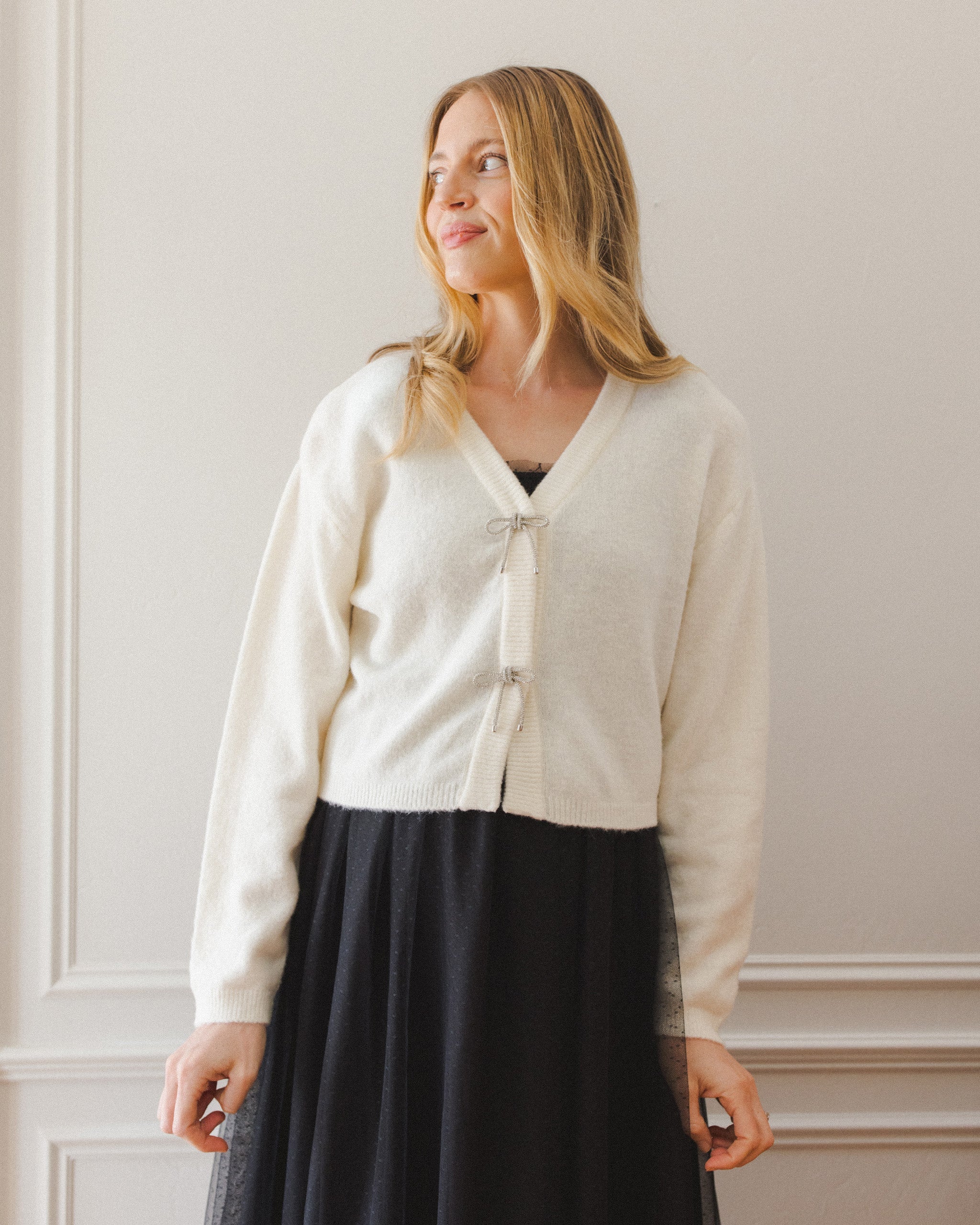Bow Cardigan | Ivory
