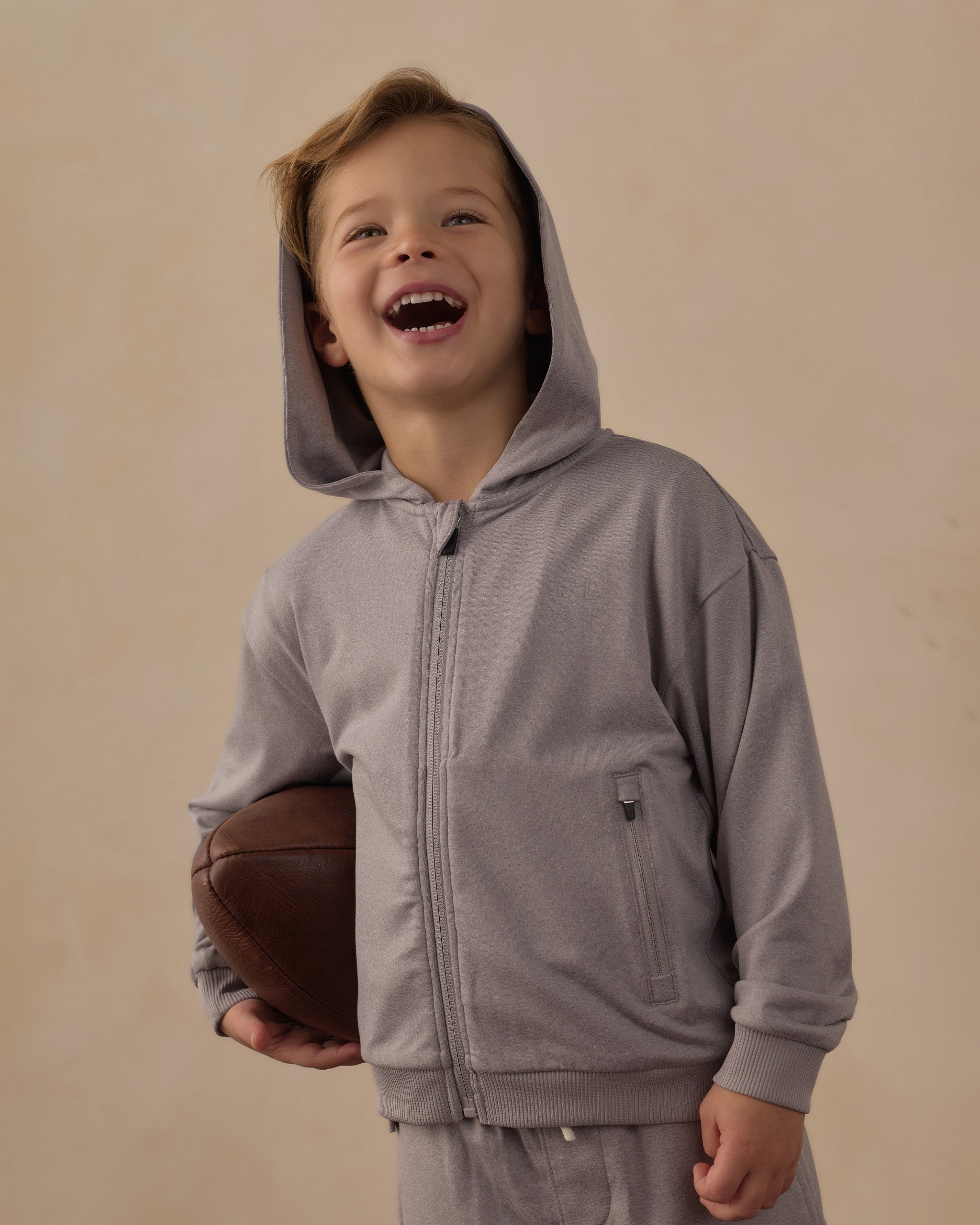 Tech Hoodie Heathered Dusty Blue - Rylee + Cru | Kids Clothes | Trendy Baby Clothes | Modern Infant Outfits |