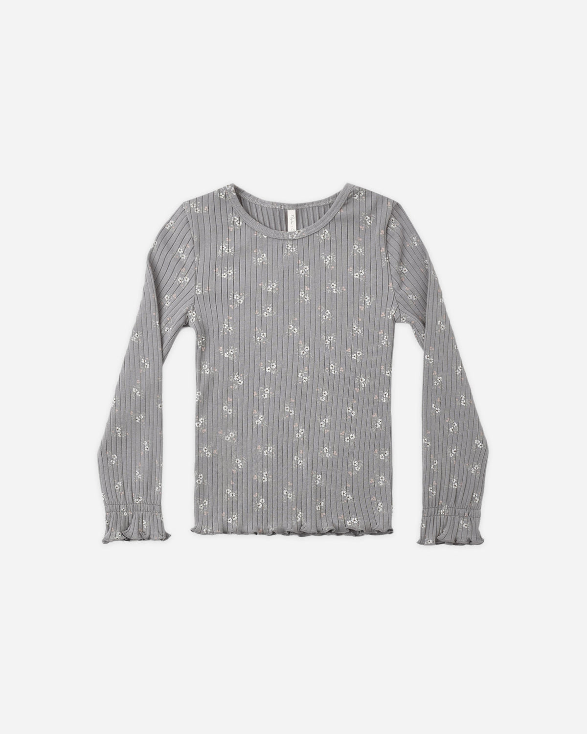 Ribbed Long Sleeve Top Slate Bloom - Rylee + Cru | Kids Clothes | Trendy Baby Clothes | Modern Infant Outfits |