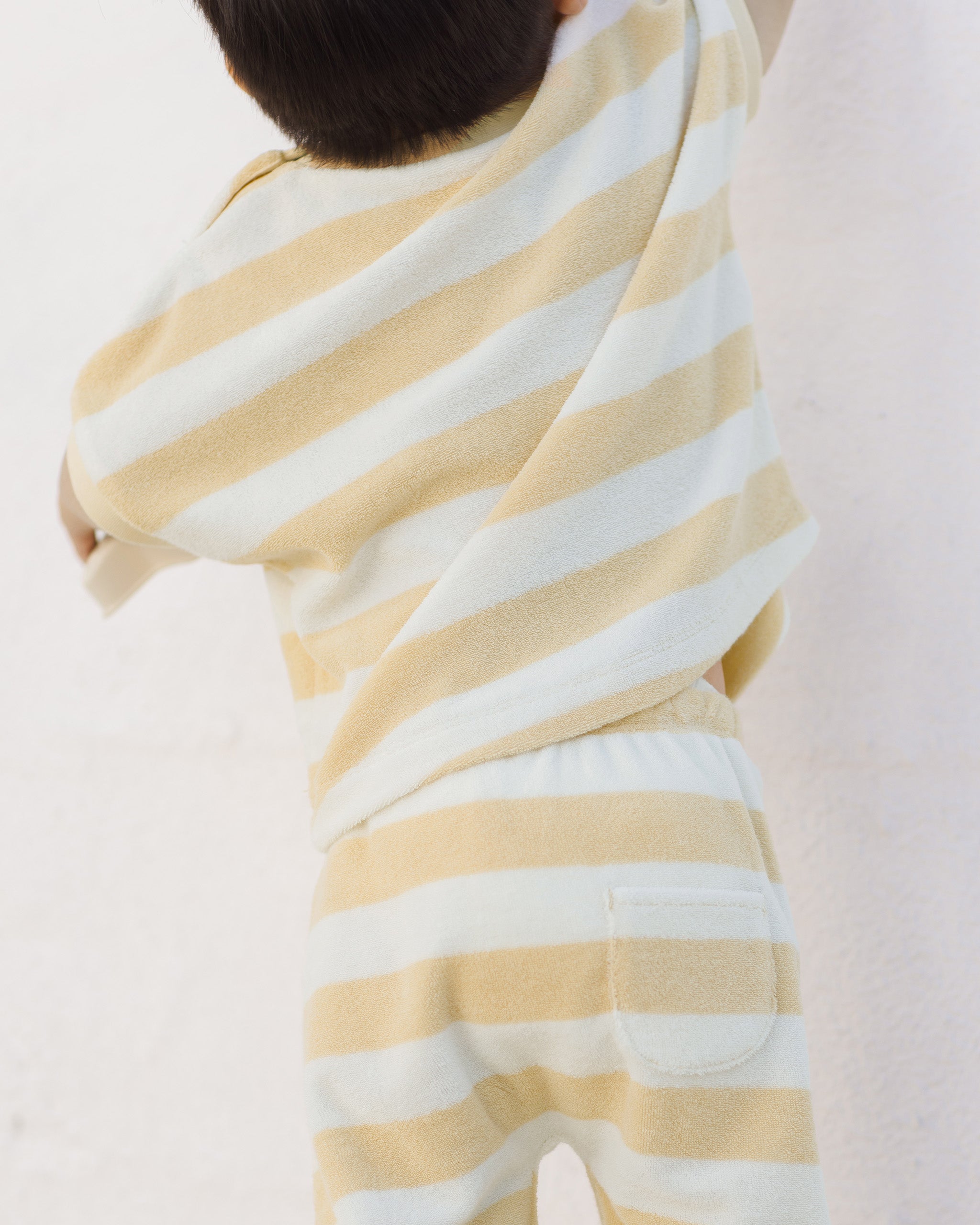 -Ensemble T-shirt et pantalon en éponge || Rayures jaunes-