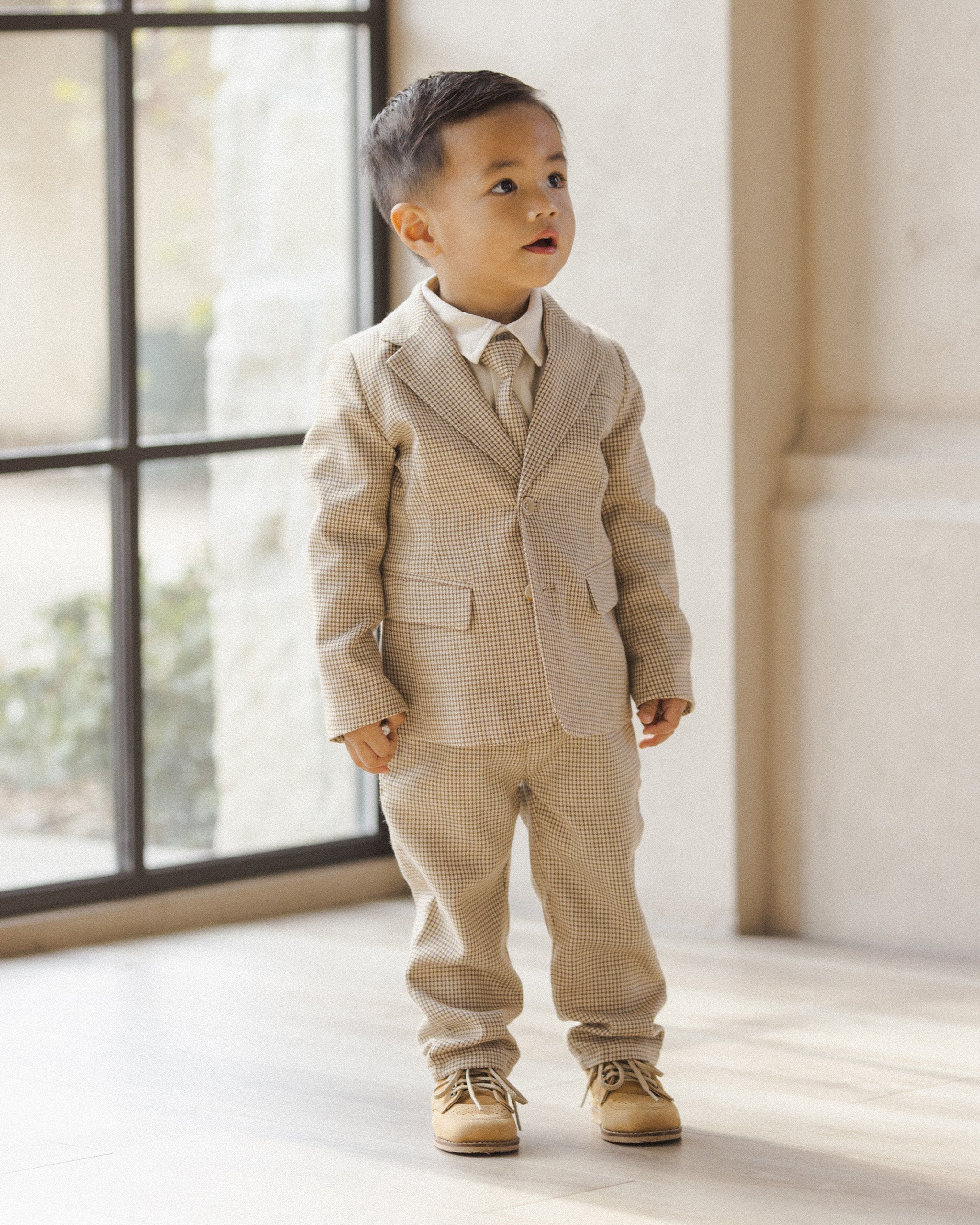 Cravate fine || Motif pied-de-poule doré