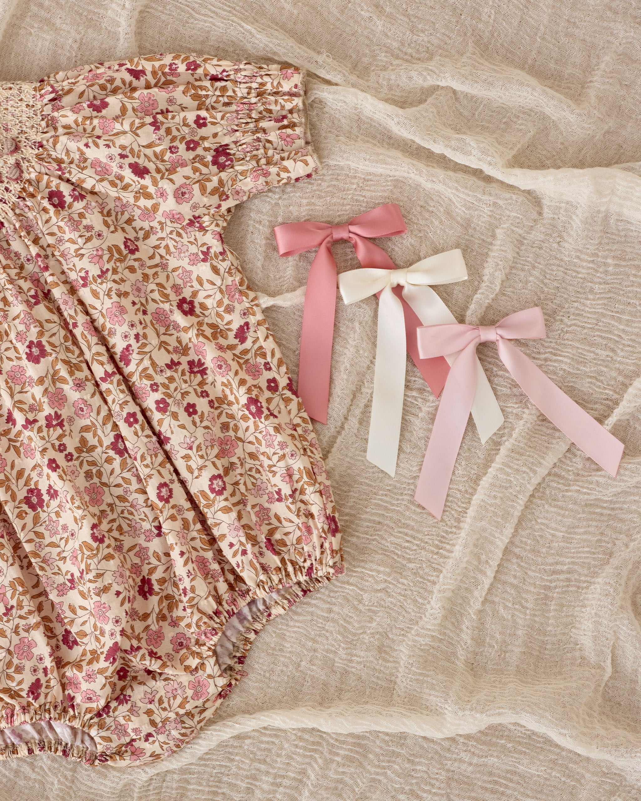 Satin Ribbon Bows | Ivory, Rose, Raspberry