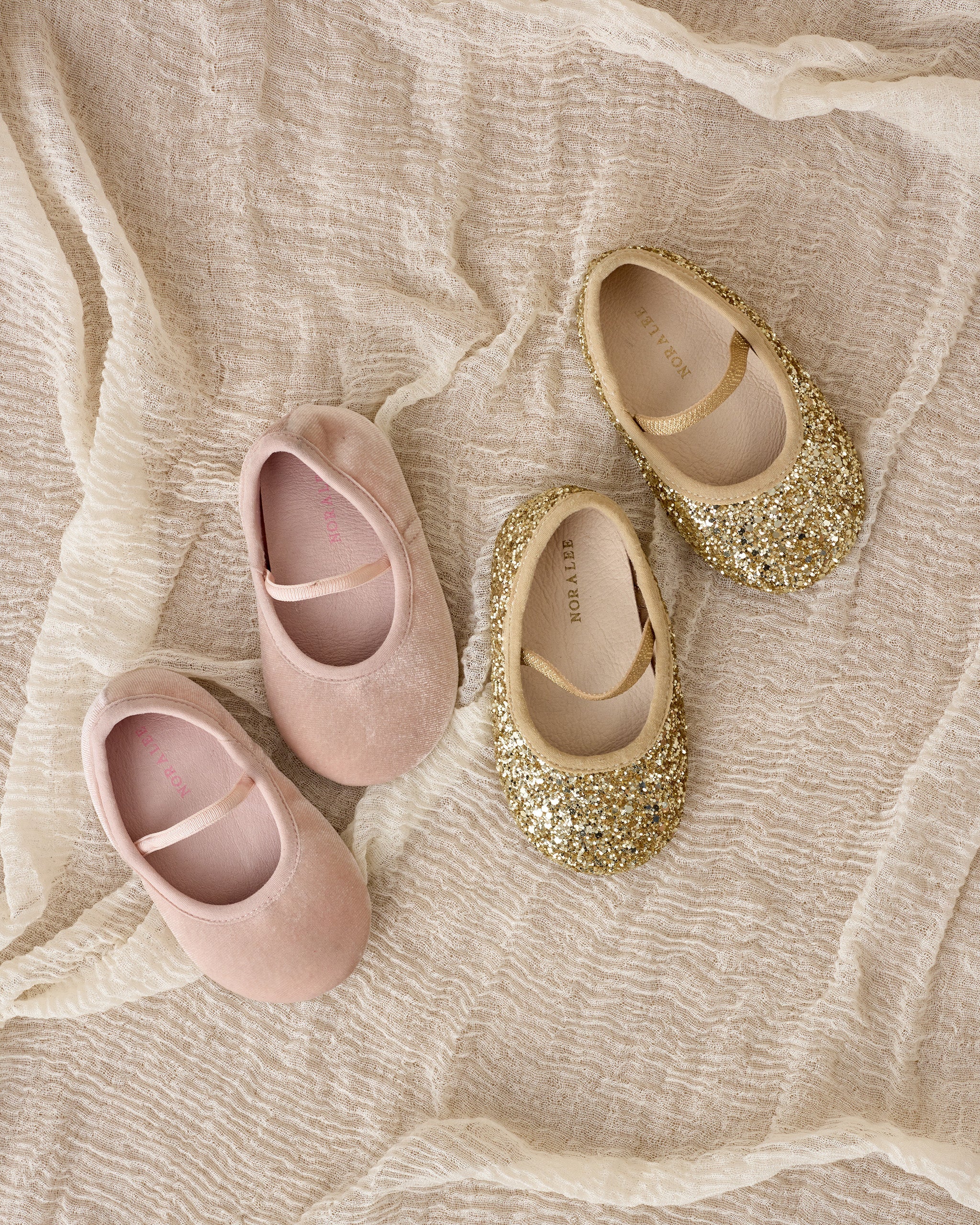 NL Baby Ballet Flats | Gold Sparkle