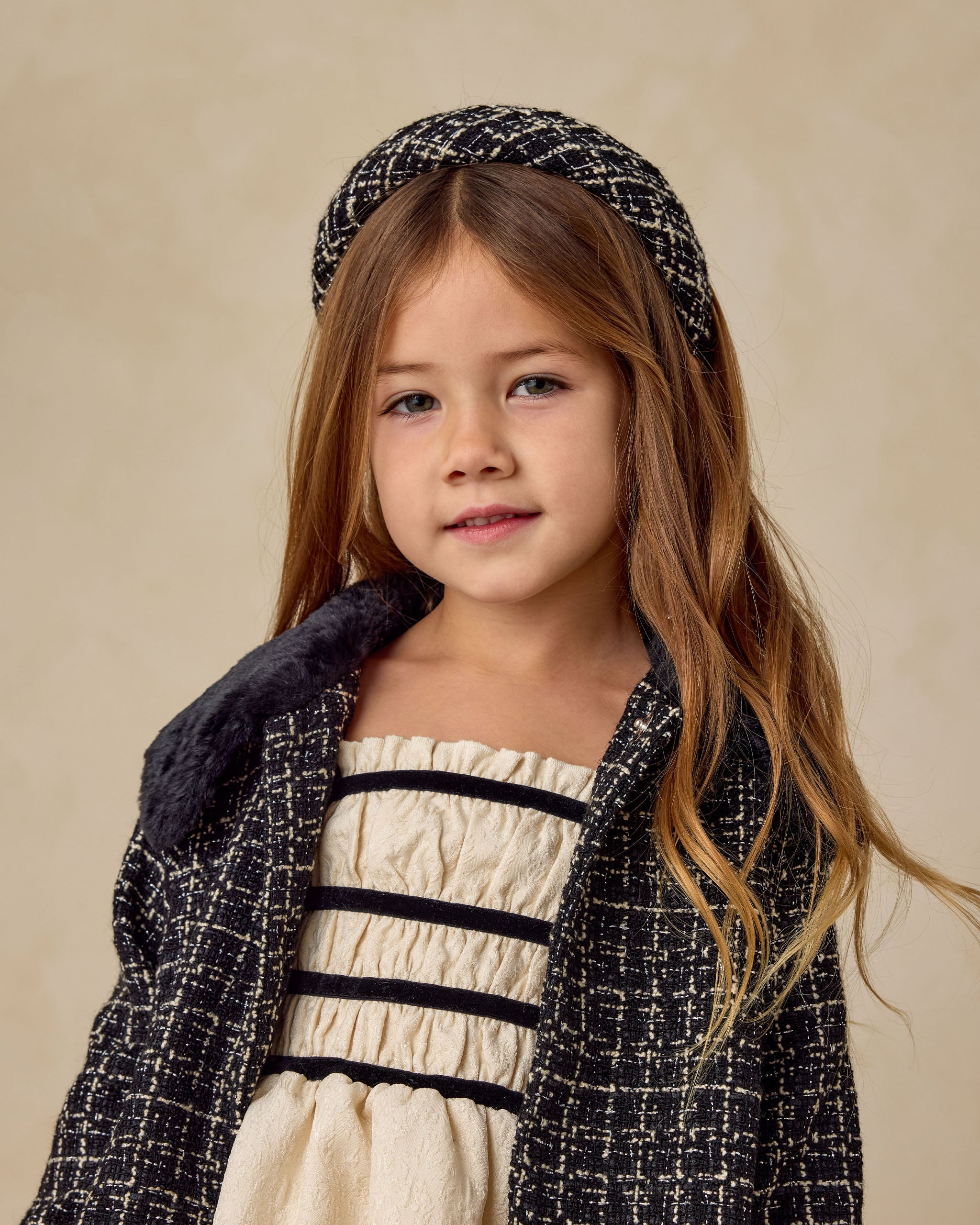 Padded Headband || Black Tweed
