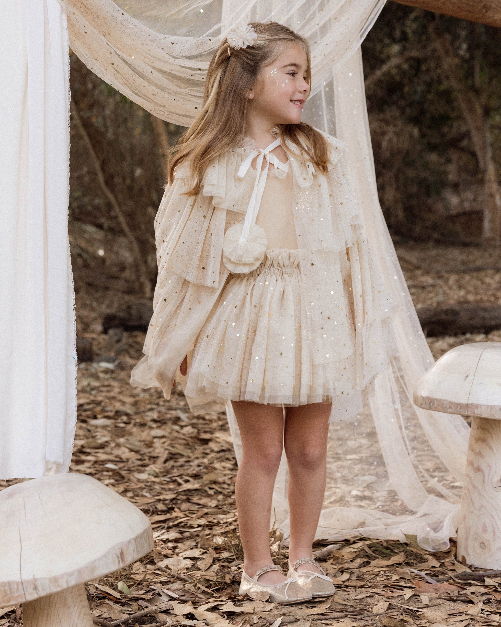 Flutter Tulle Clips | Champagne Stars - Rylee + Cru | Kids Clothes | Trendy Baby Clothes | Modern Infant Outfits |