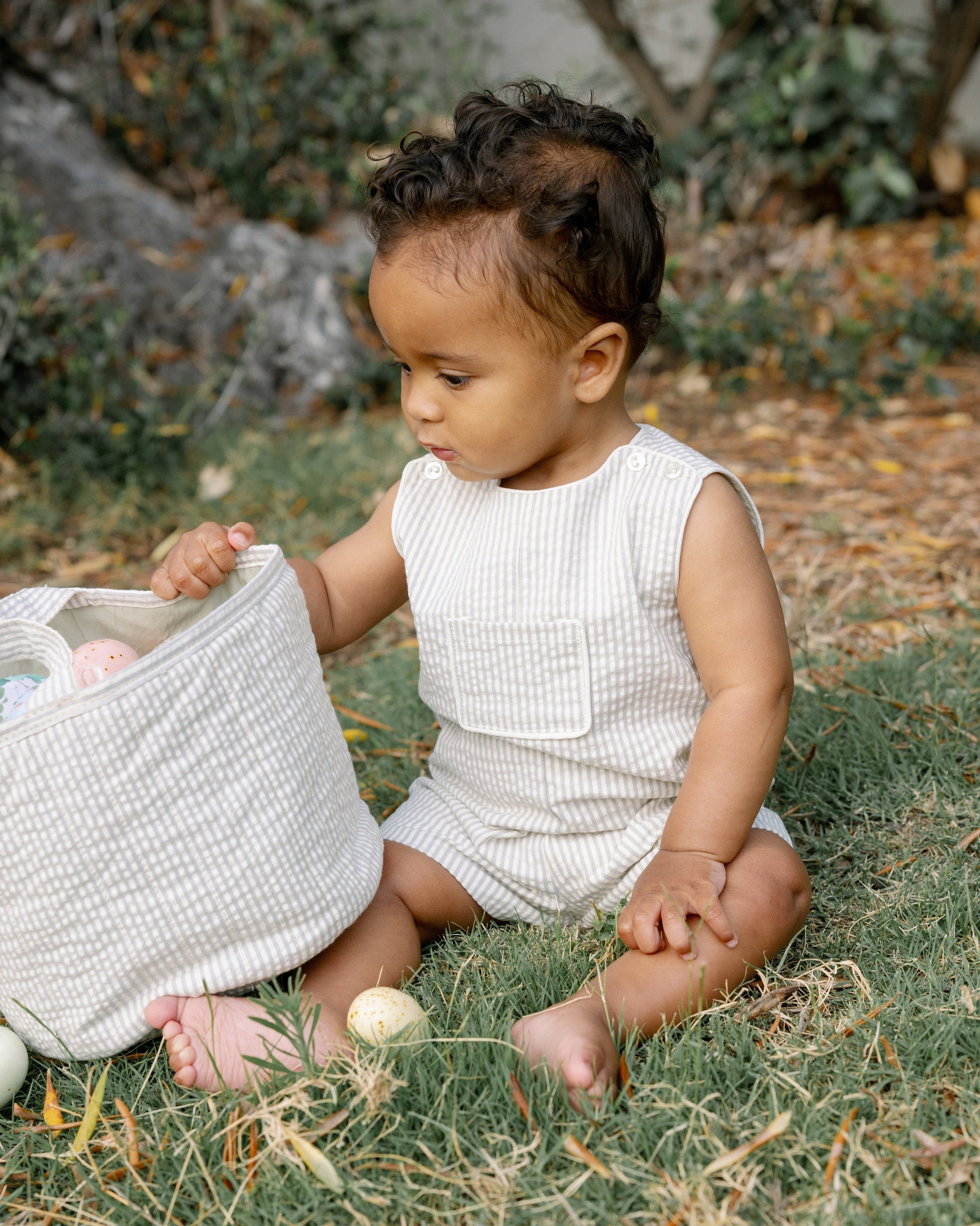 Georgie Romper | Sage Stripe