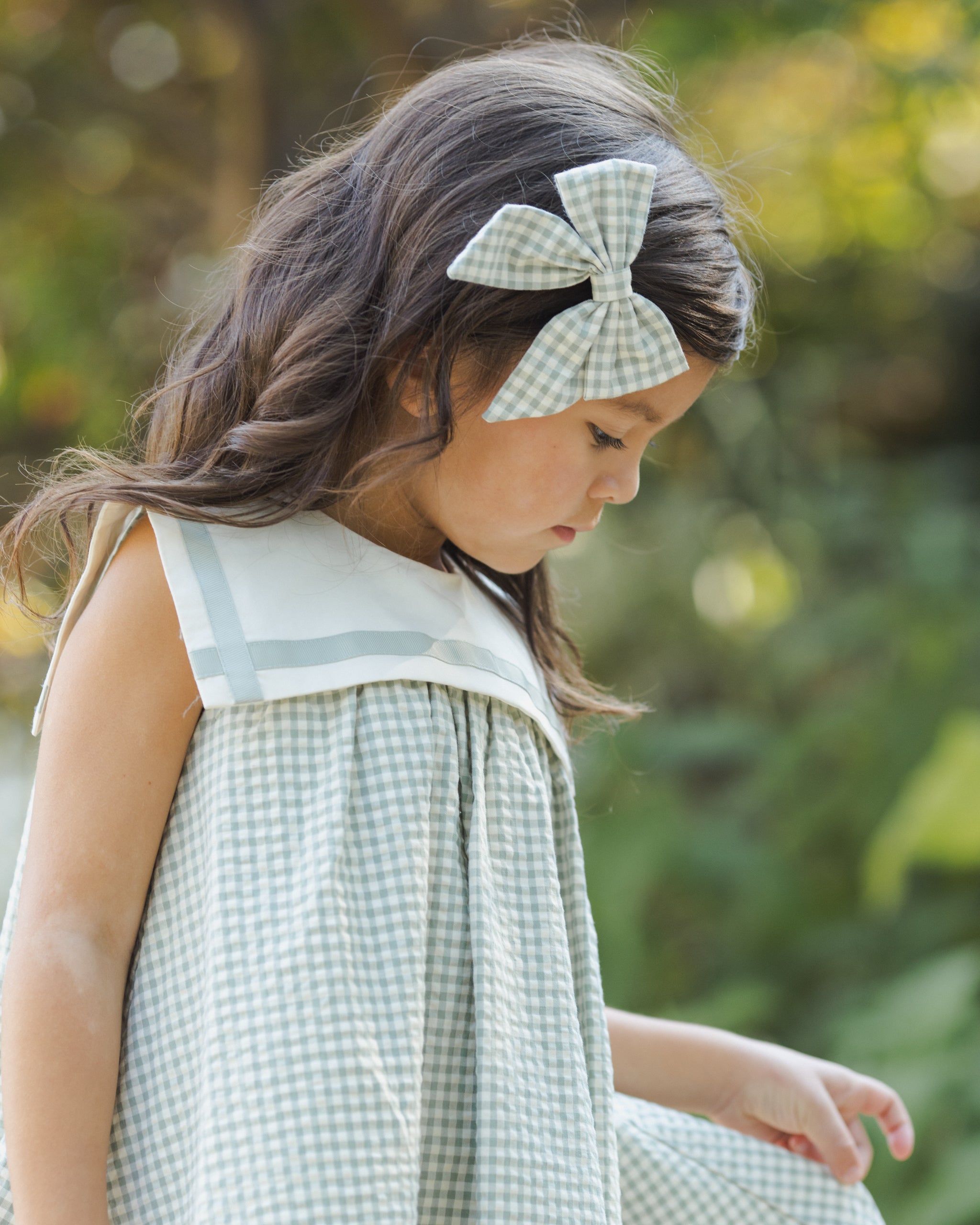Norah Bow Eucalyptus Check - Rylee + Cru | Kids Clothes | Trendy Baby Clothes | Modern Infant Outfits |