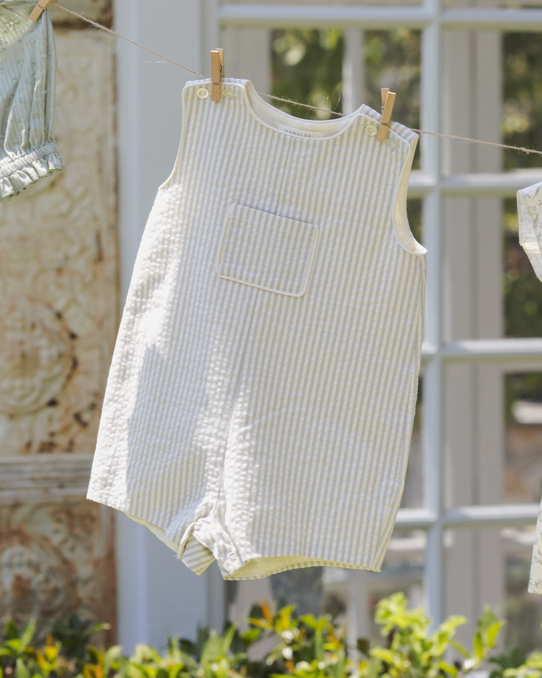 Georgie Romper Sky Stripe - Rylee + Cru | Kids Clothes | Trendy Baby Clothes | Modern Infant Outfits |