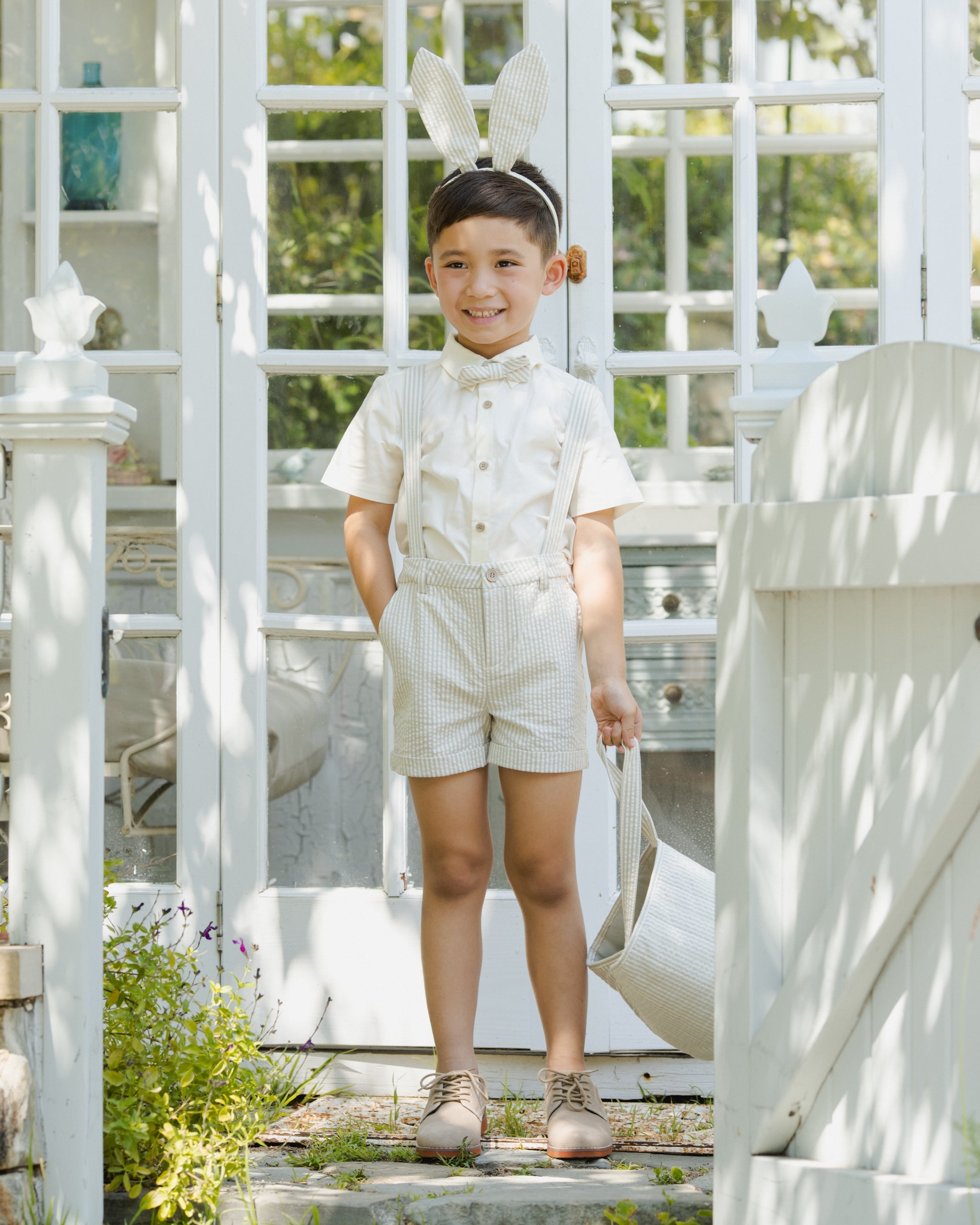 Bunny Headband Sky Stripe Seersucker - Rylee + Cru | Kids Clothes | Trendy Baby Clothes | Modern Infant Outfits |