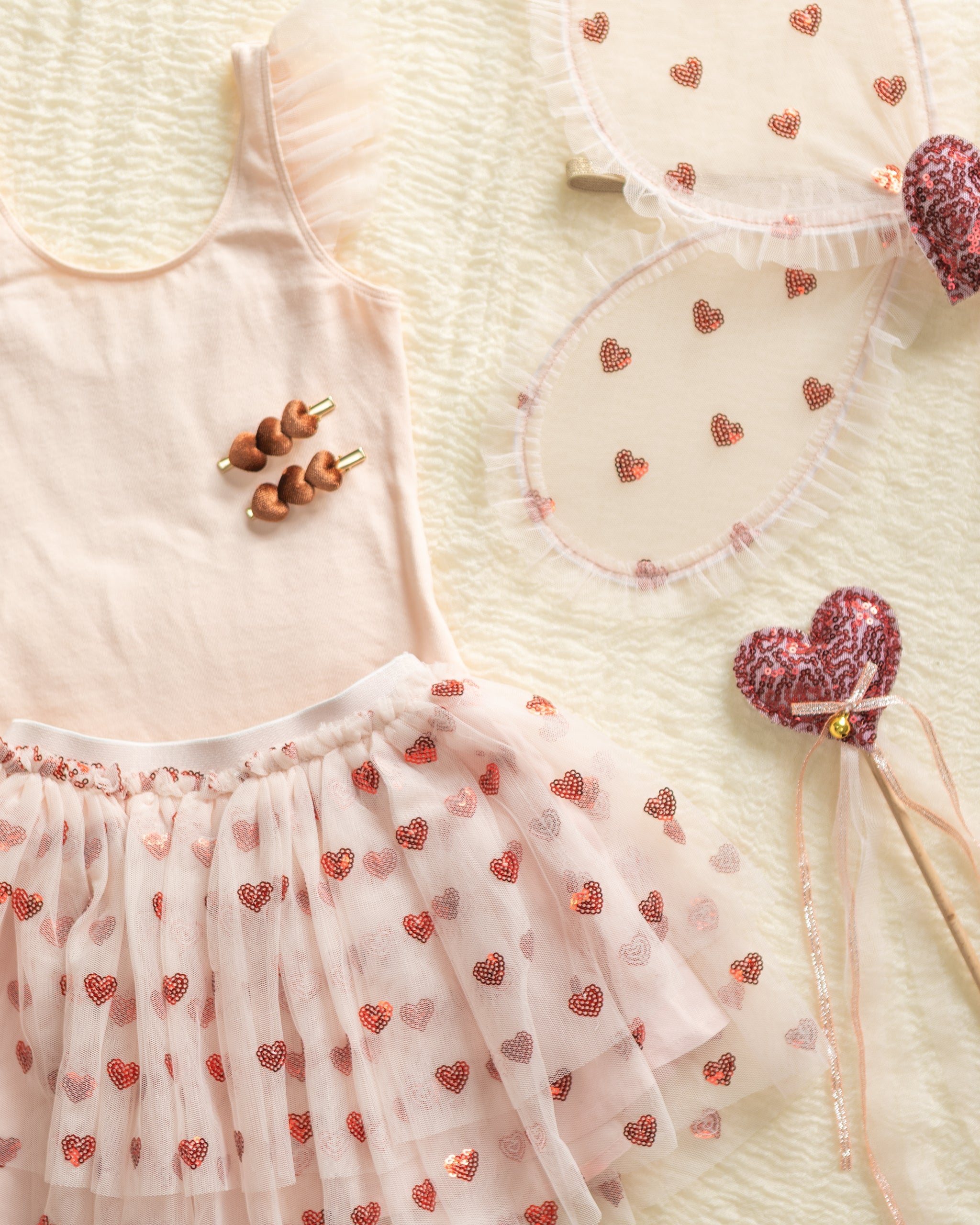 Ensemble tutu Aurora à cœurs rouges