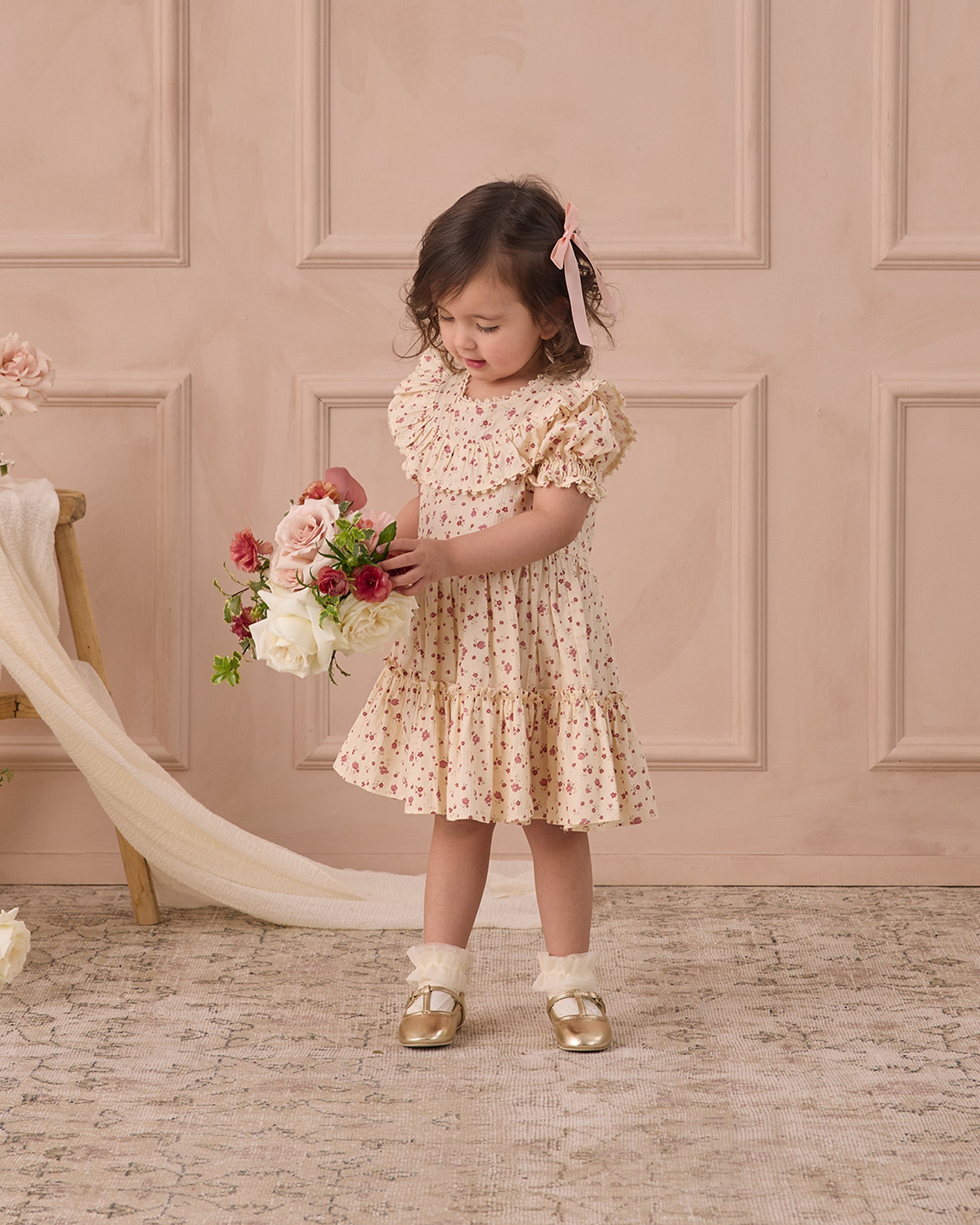 Robe Eva rouge à fleurs