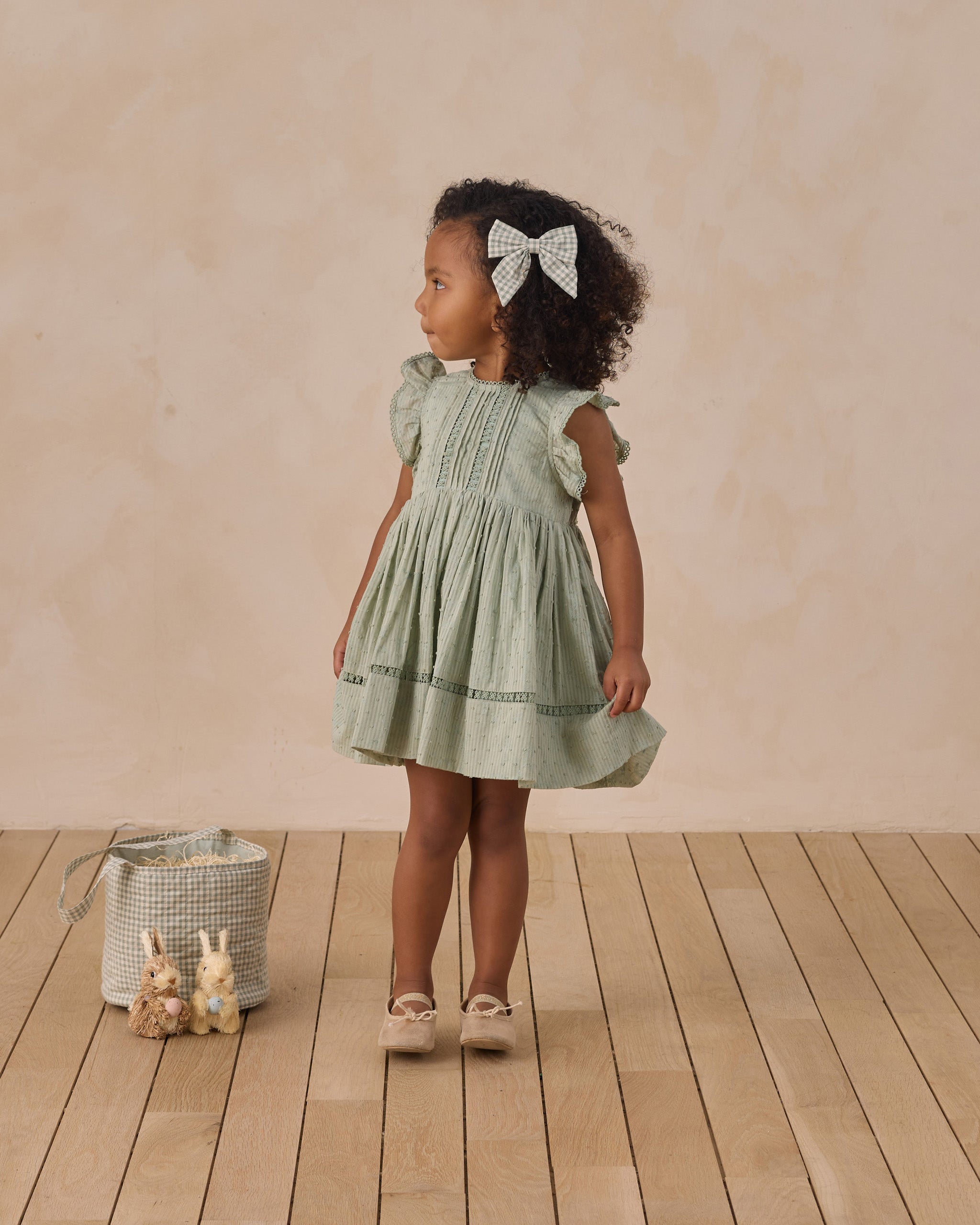 Norah Bow Eucalyptus Check - Rylee + Cru | Kids Clothes | Trendy Baby Clothes | Modern Infant Outfits |