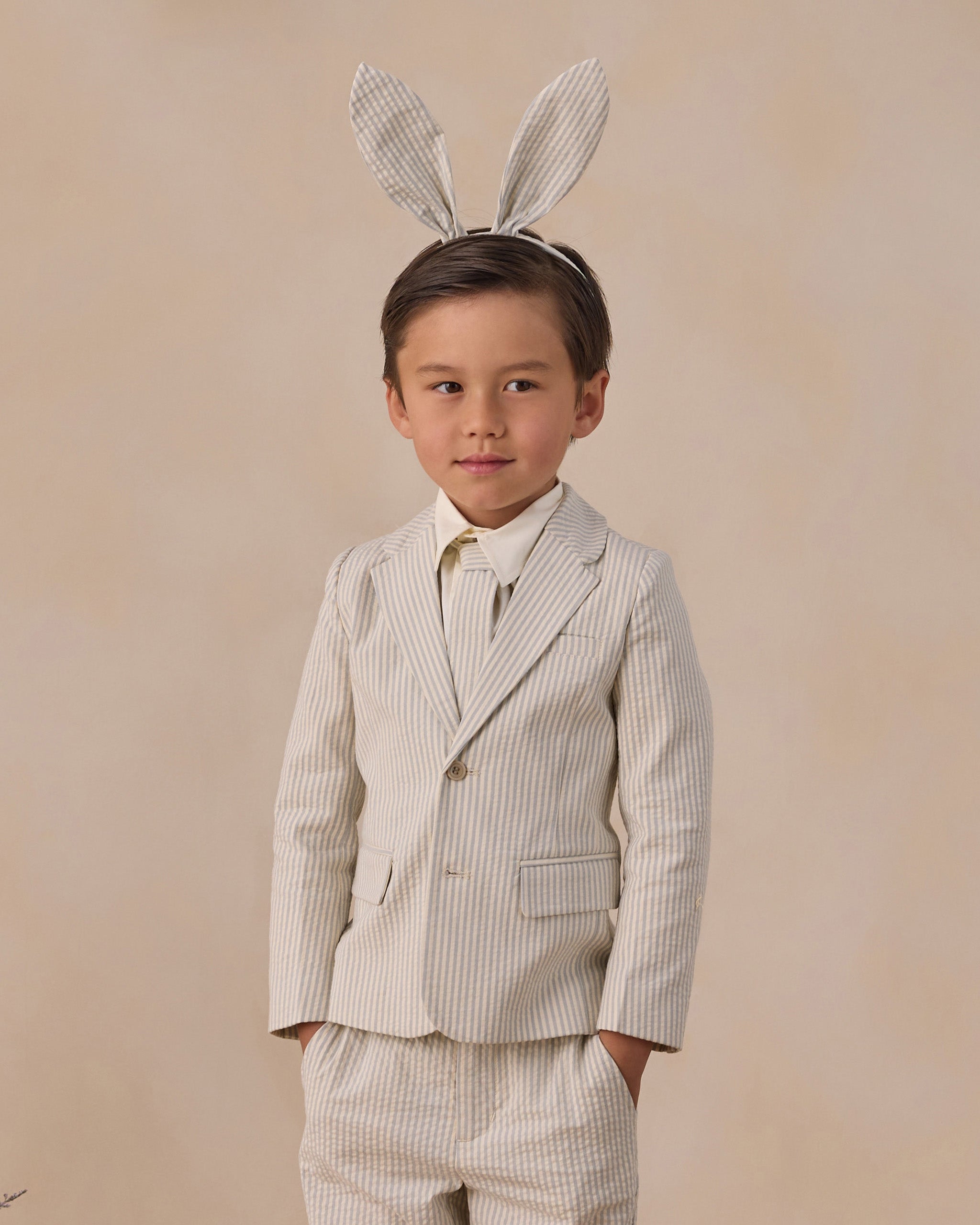 Bunny Headband Sky Stripe Seersucker - Rylee + Cru | Kids Clothes | Trendy Baby Clothes | Modern Infant Outfits |