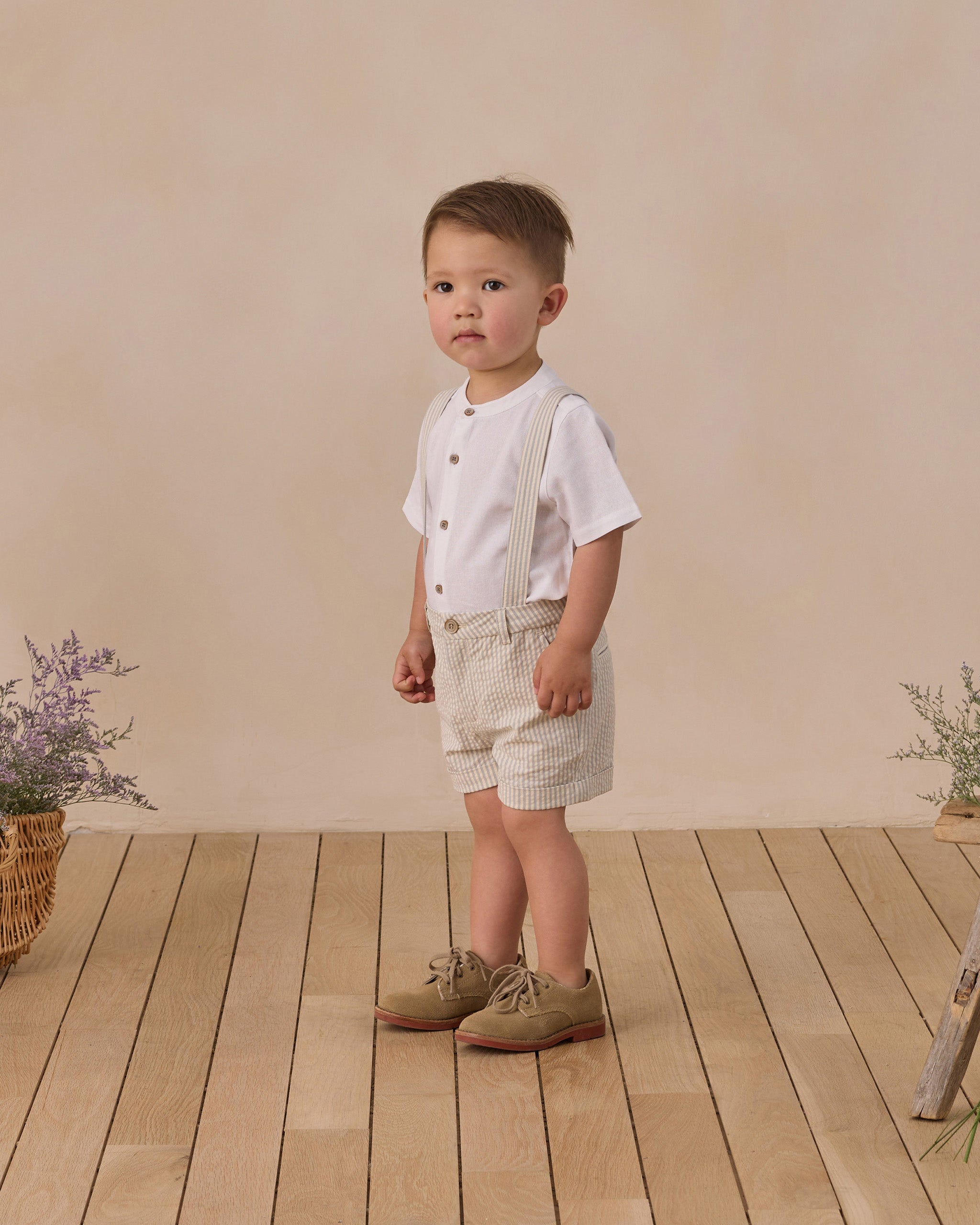 Suspender Short Sky Stripe - Rylee + Cru | Kids Clothes | Trendy Baby Clothes | Modern Infant Outfits |