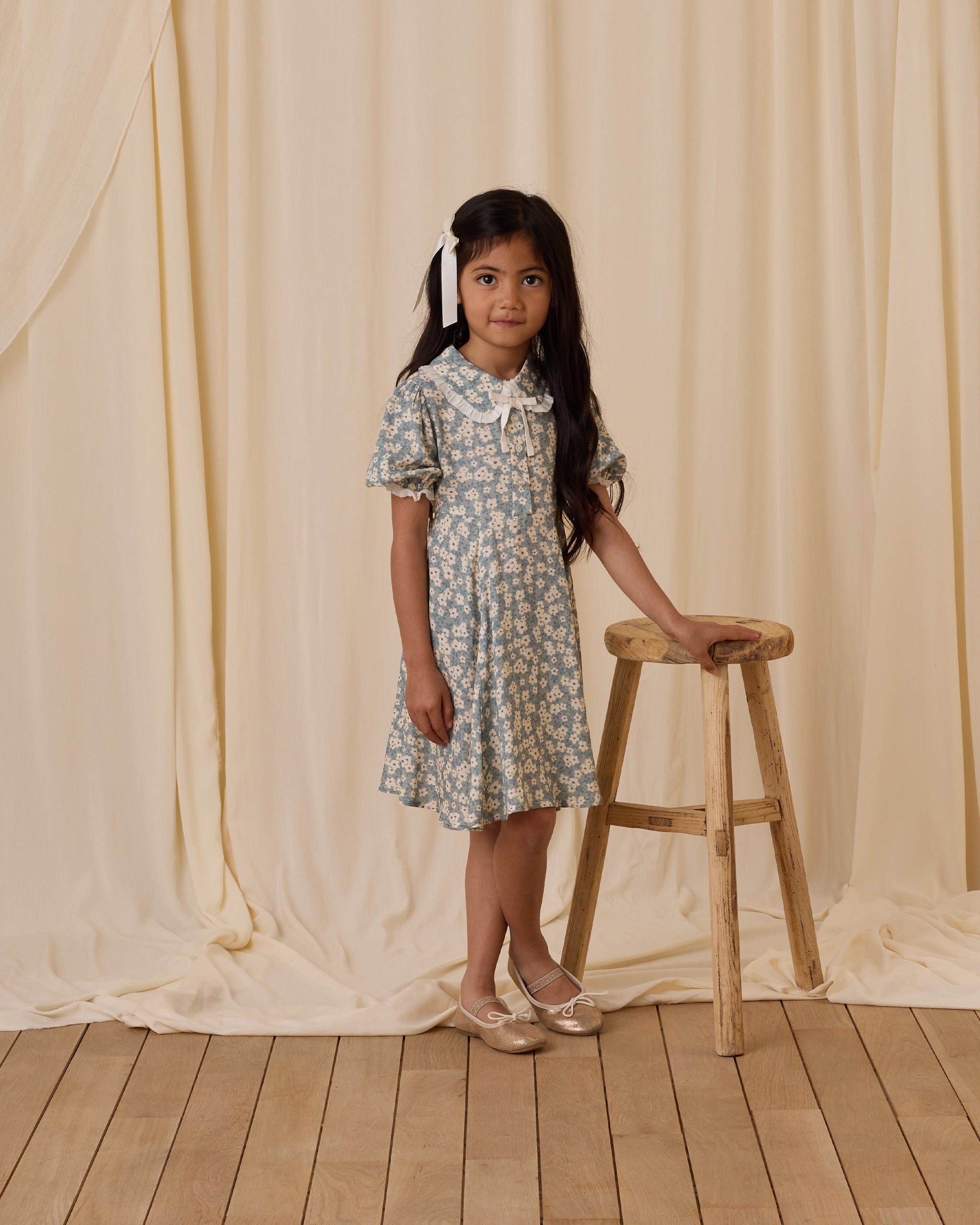 Sara Dress | Aqua Ditsy