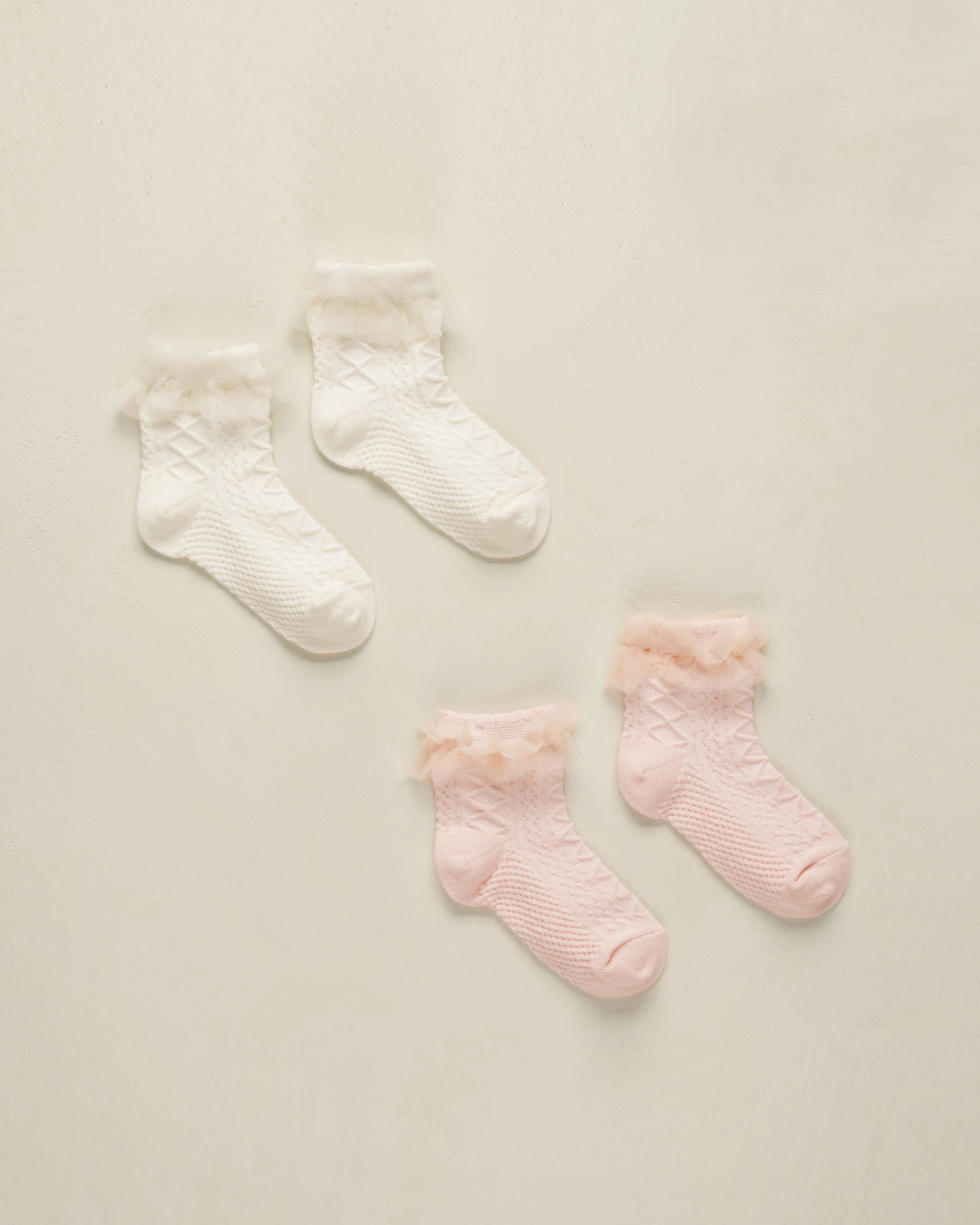 Ruffle Socks || Ivory, Blush