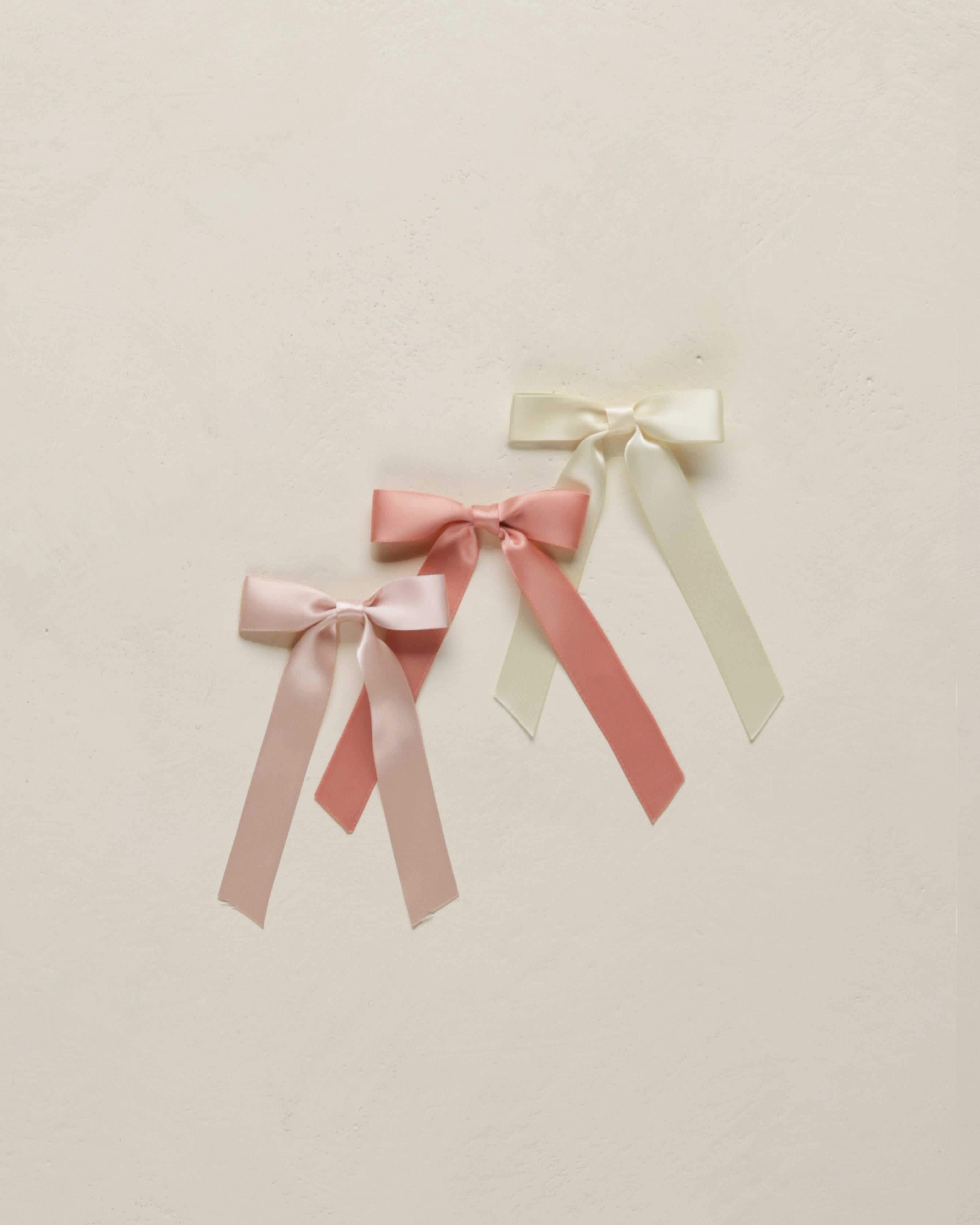 Satin Bows, Set of 3 || Bubblegum, Lipstick, Natural