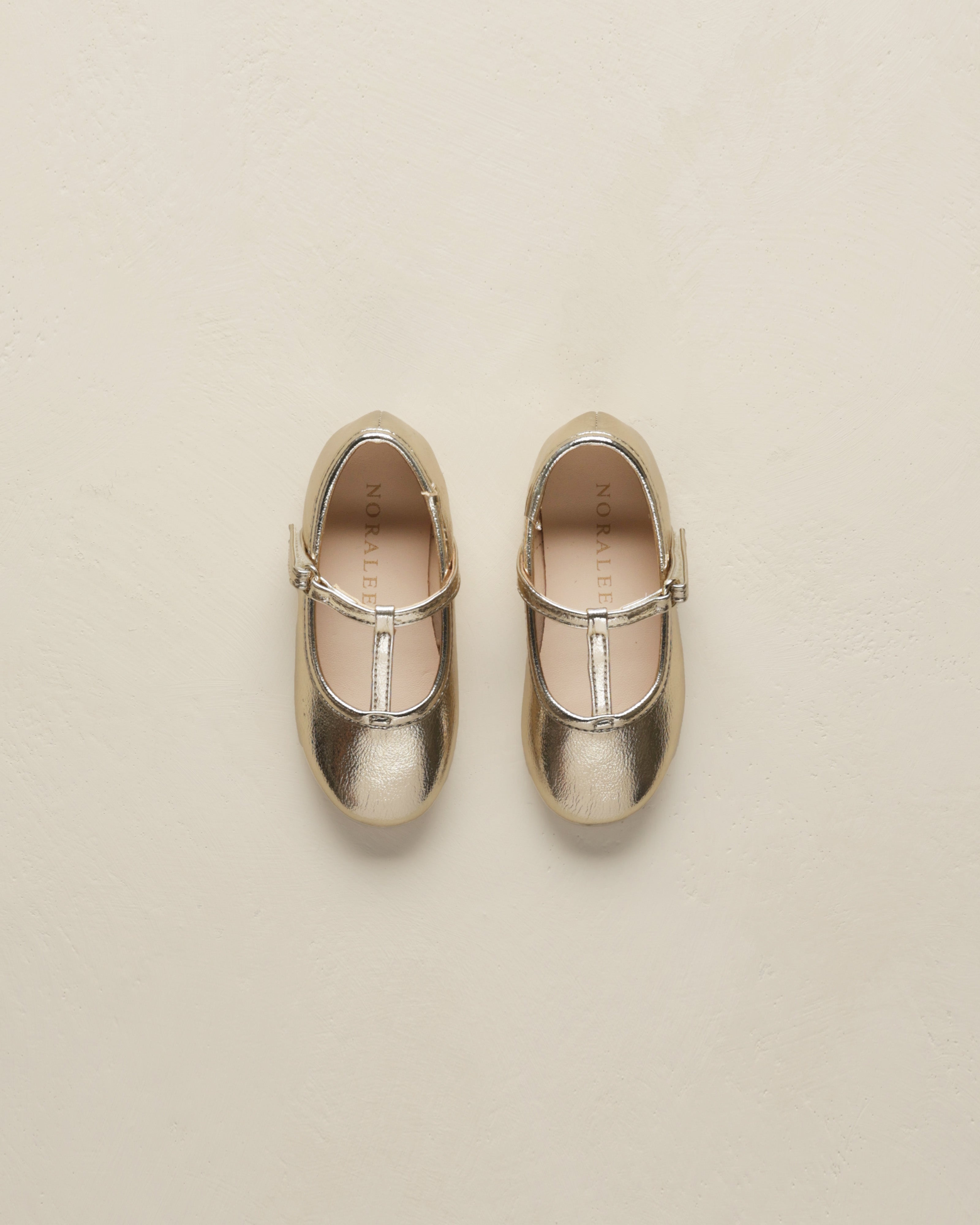 T-Strap Ballet Flats || Gold Metallic