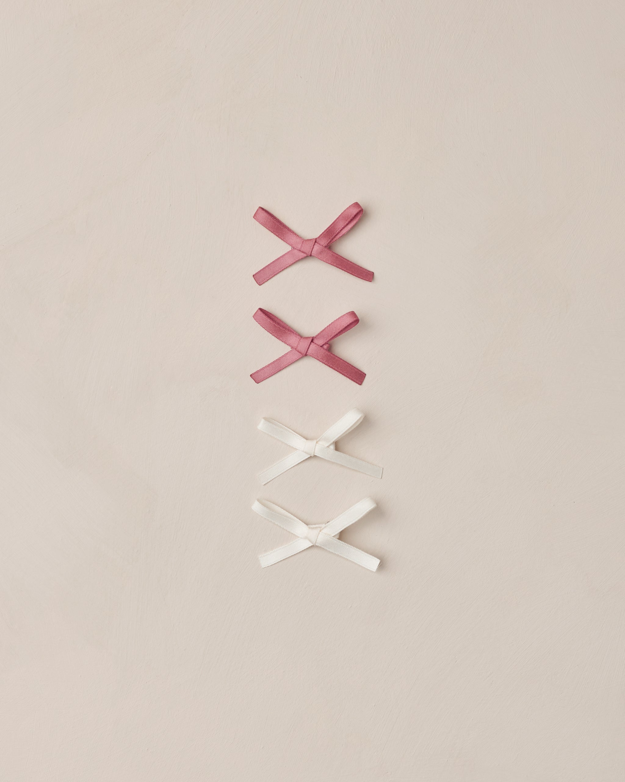 Mini Satin Bows, Set of 4 | Ivory, Raspberry