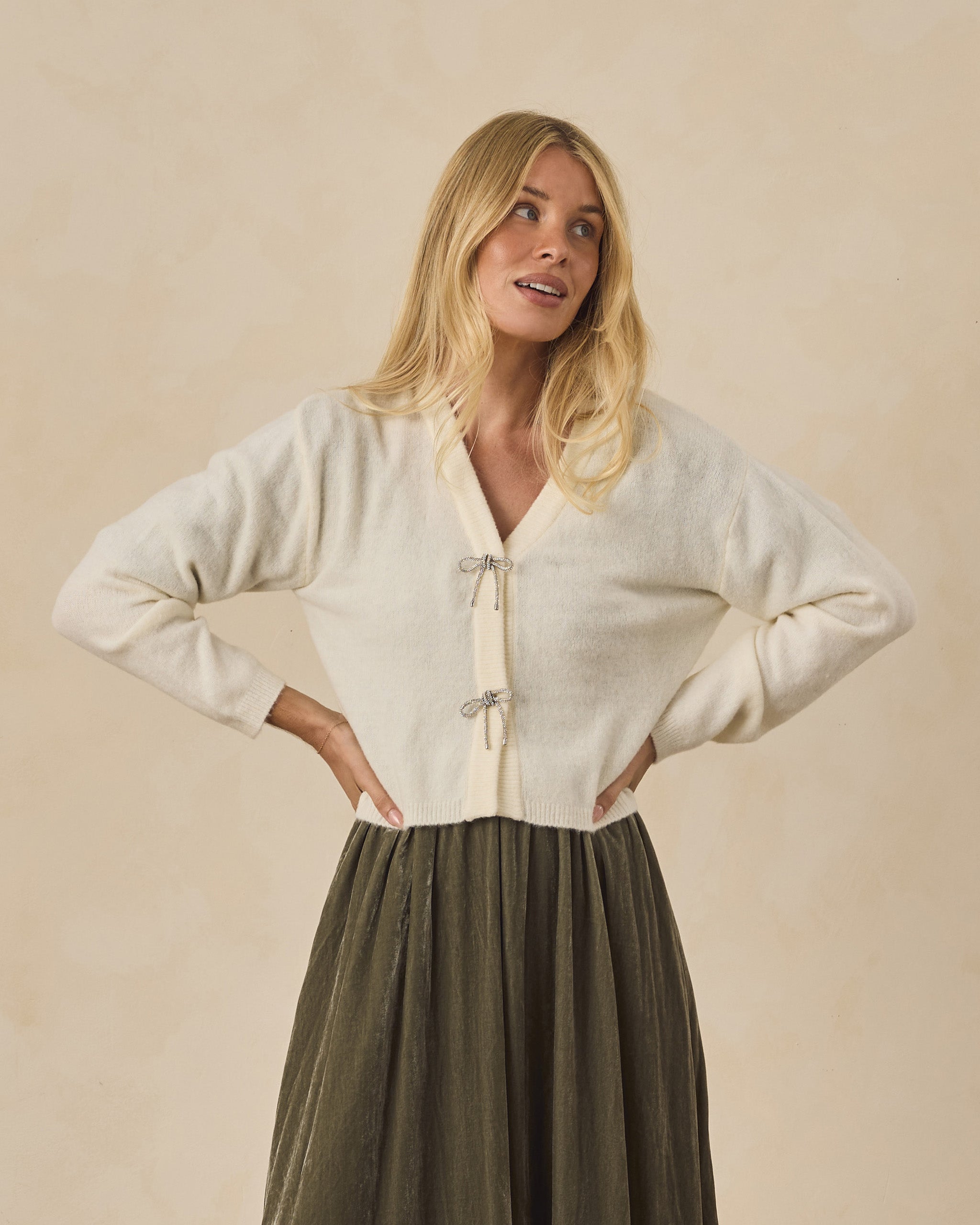 Bow Cardigan | Ivory