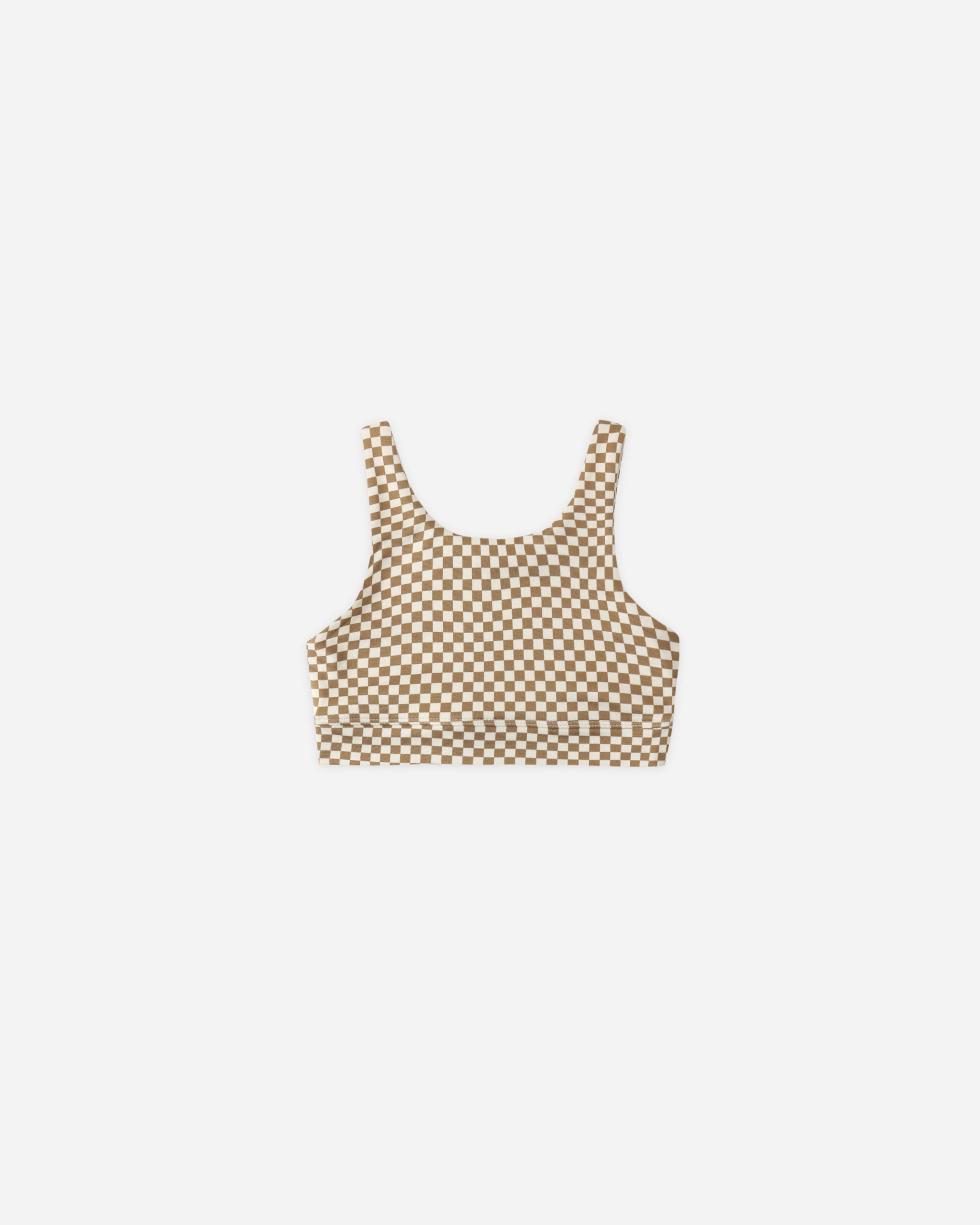 Swift Sports Bra Ocre Check - Rylee + Cru | Kids Clothes | Trendy Baby Clothes | Modern Infant Outfits |