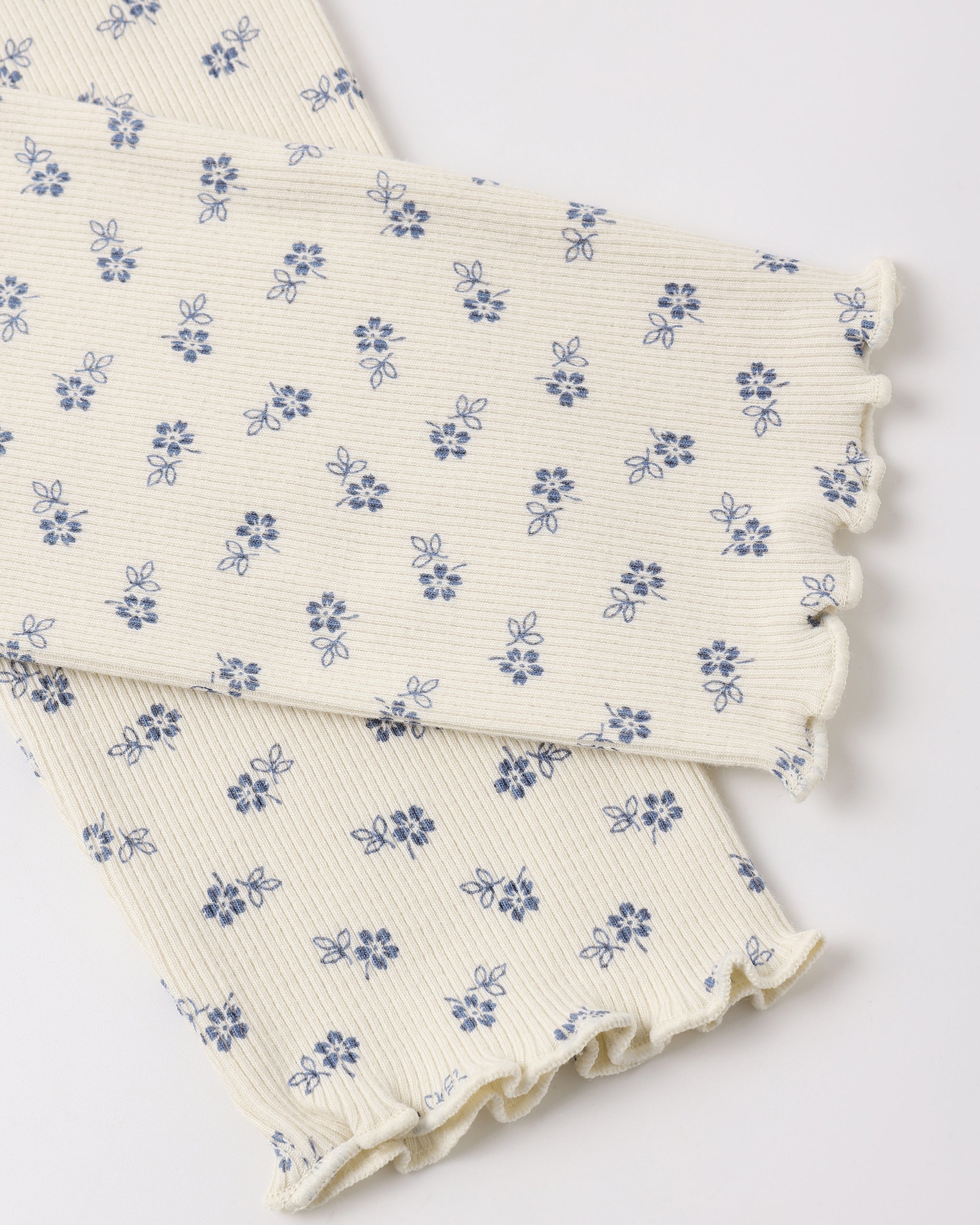 Ensemble legging côtelé bleu naturel à petits motifs, bleu marine chiné