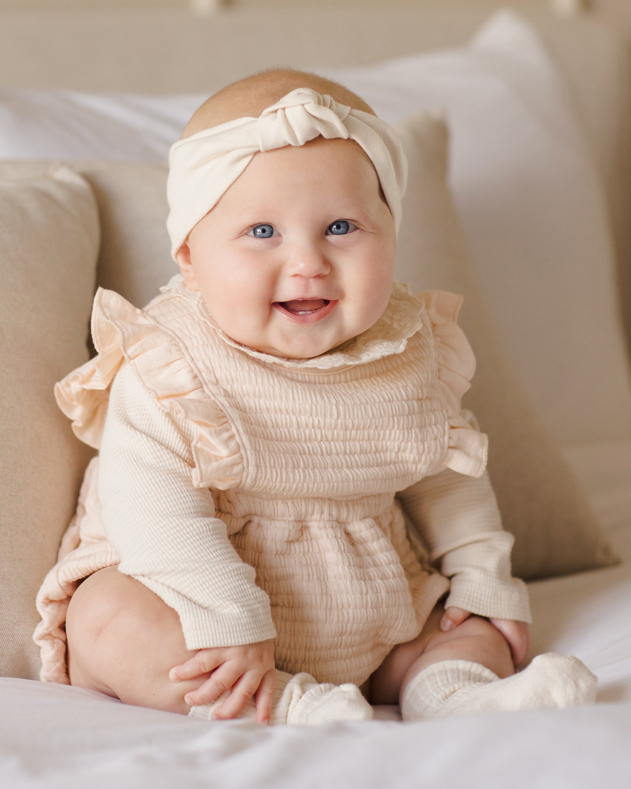 Ruffle Bubble Romper || Antique
