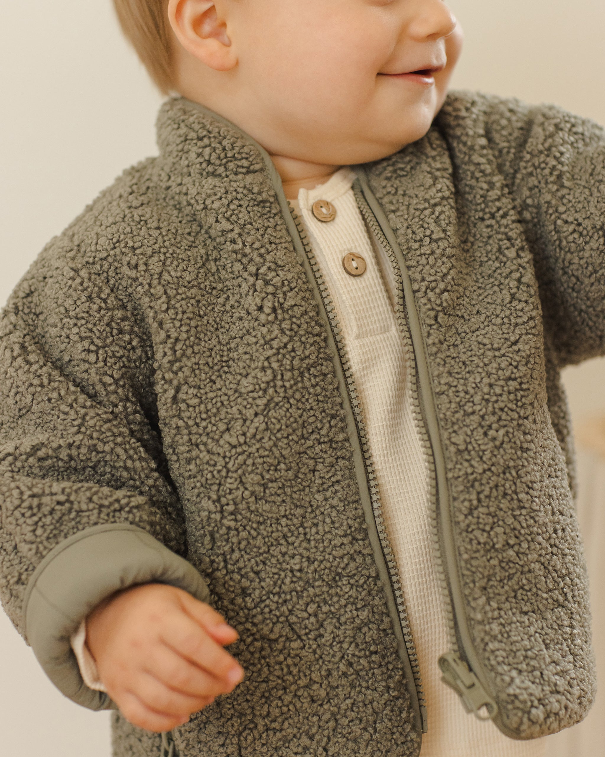 Shearling Zip Jacket || Forest