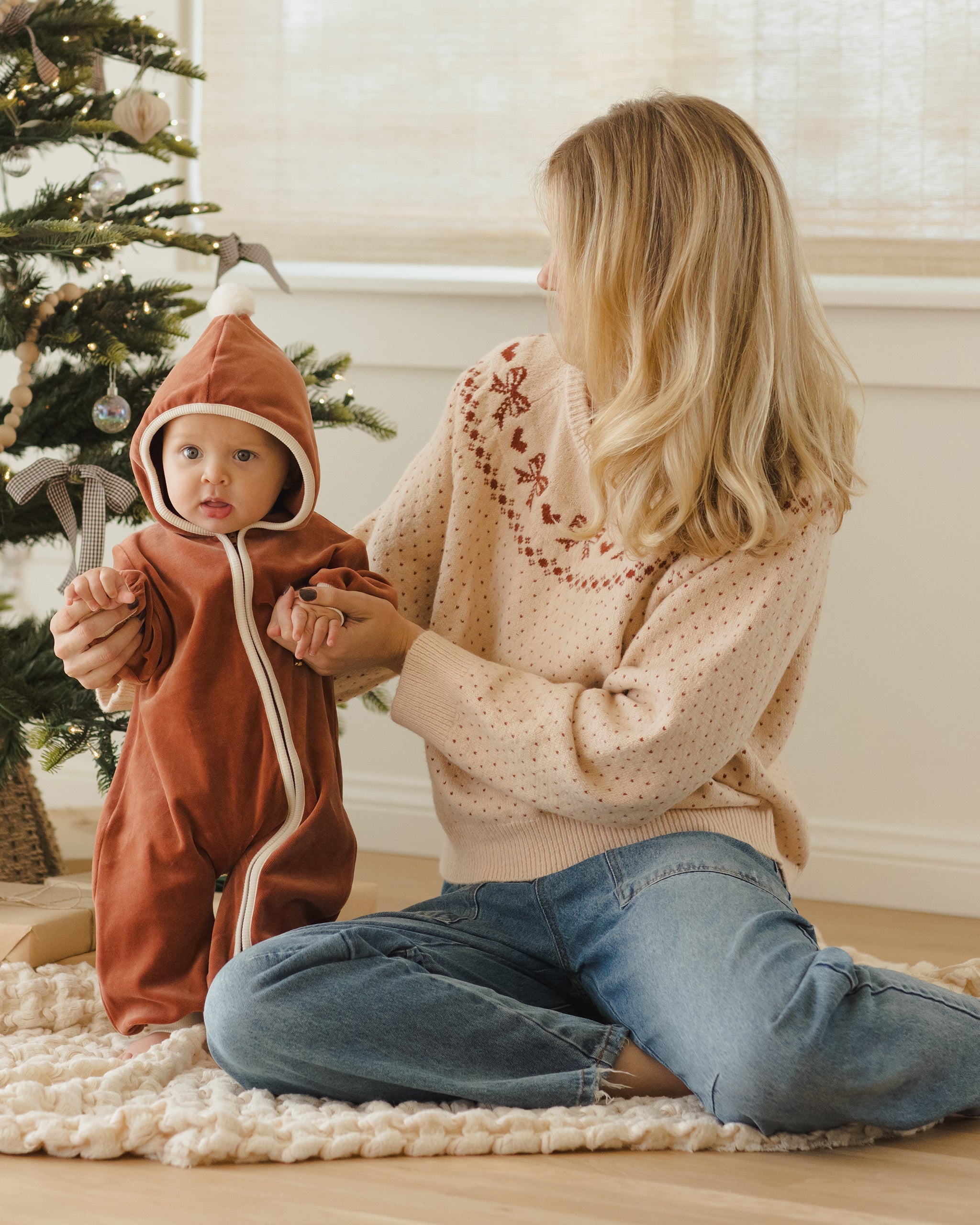 Velour Zip Jumpsuit || Cranberry