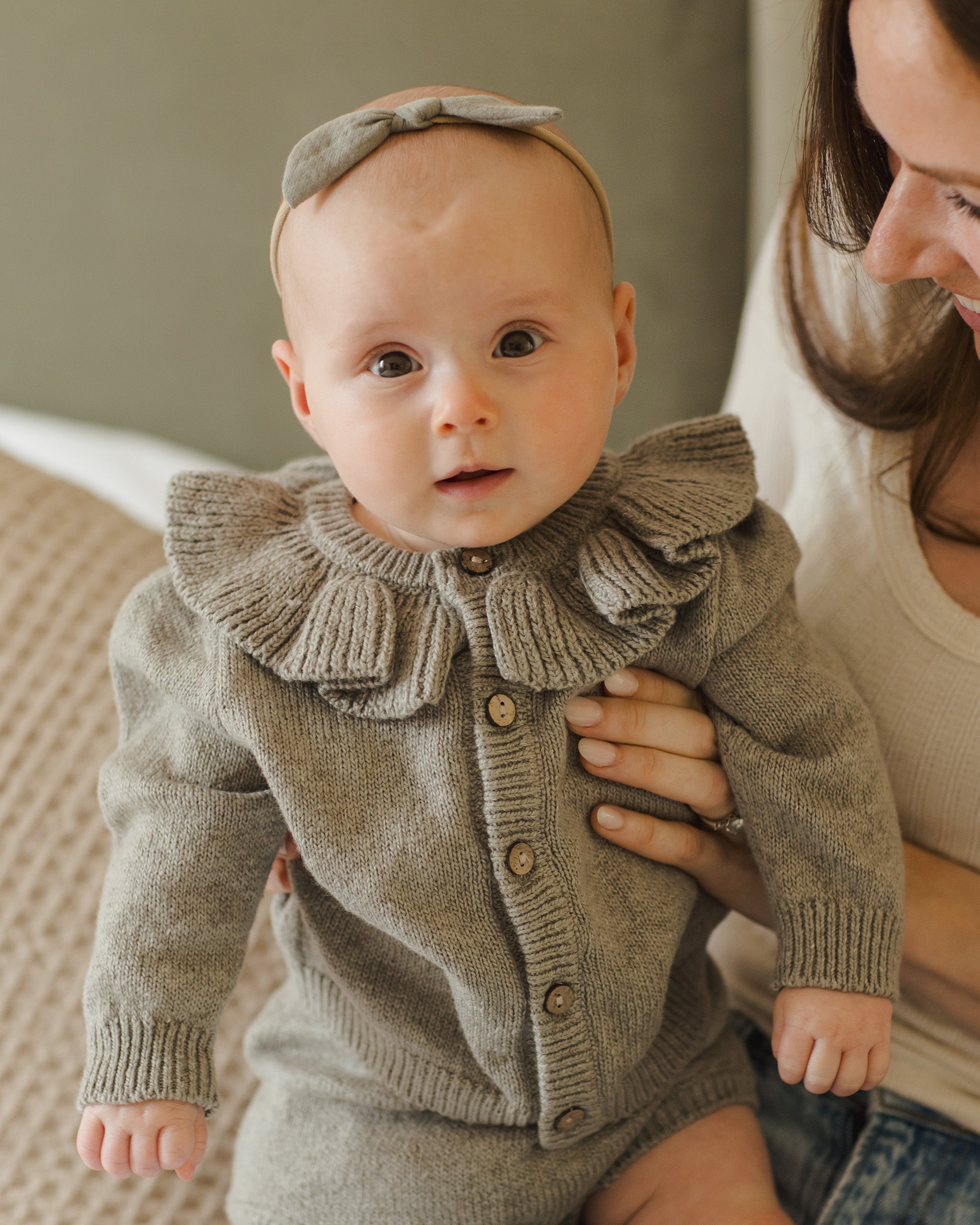 Ruffle Collar Cardigan || Basil