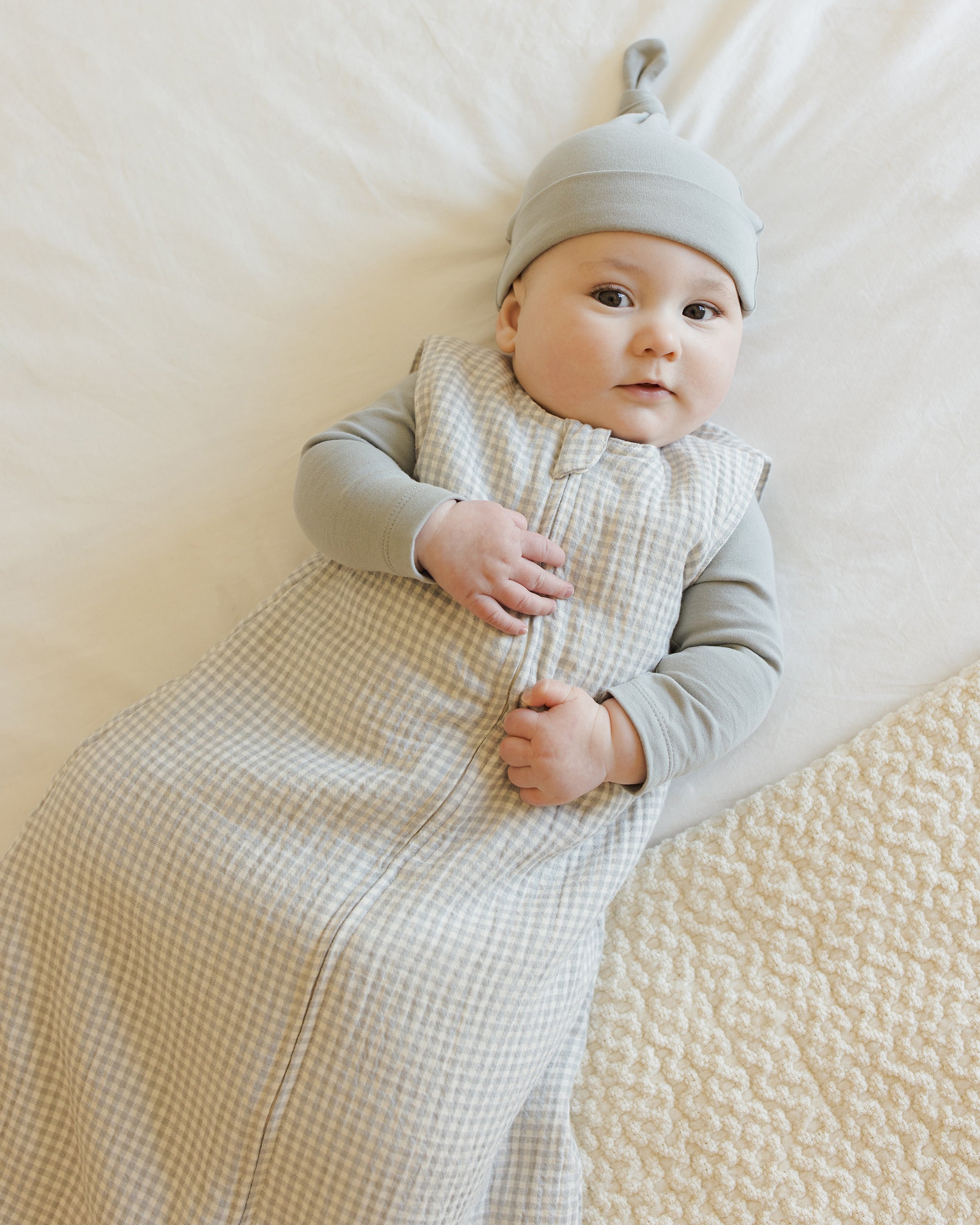 Bamboo Knotted Baby Hat || Steel Blue