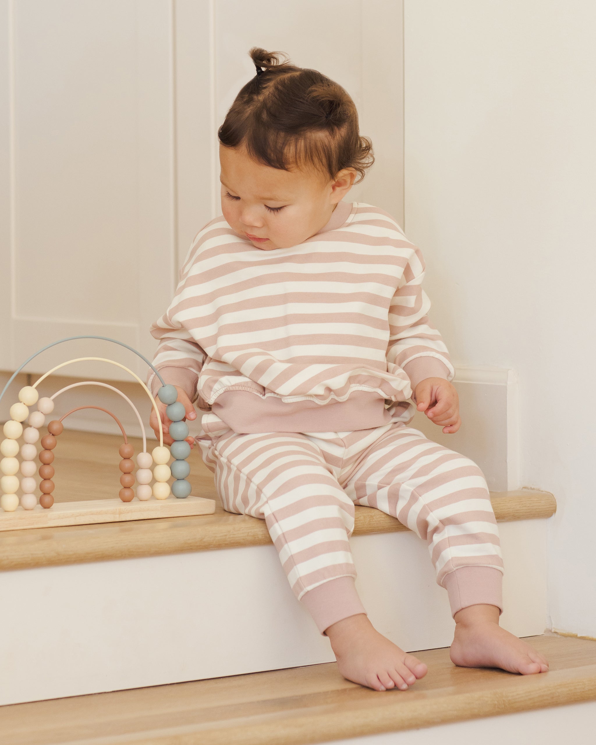 Relaxed Sweatpant || Pink Stripe