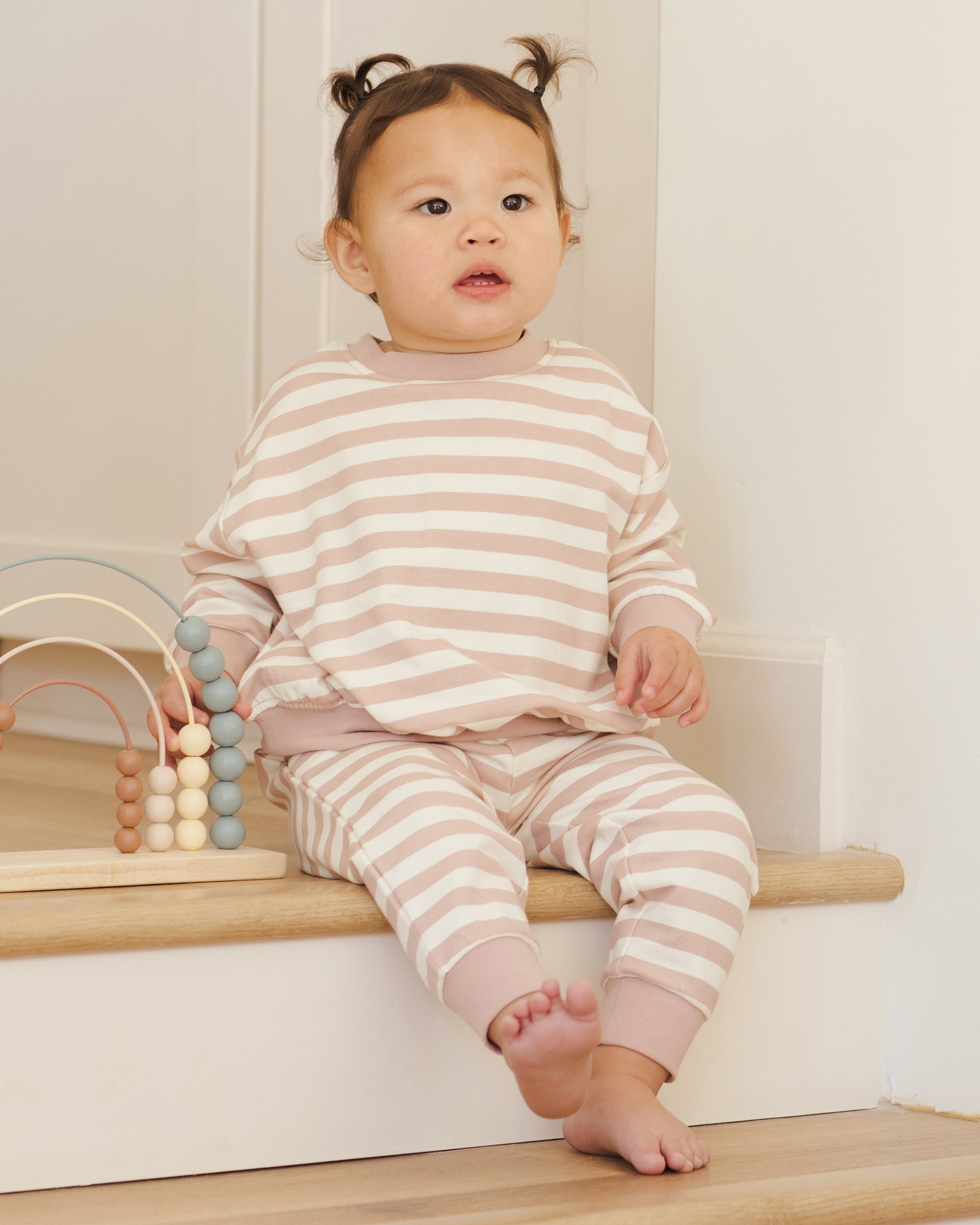 Relaxed Sweatpant || Pink Stripe