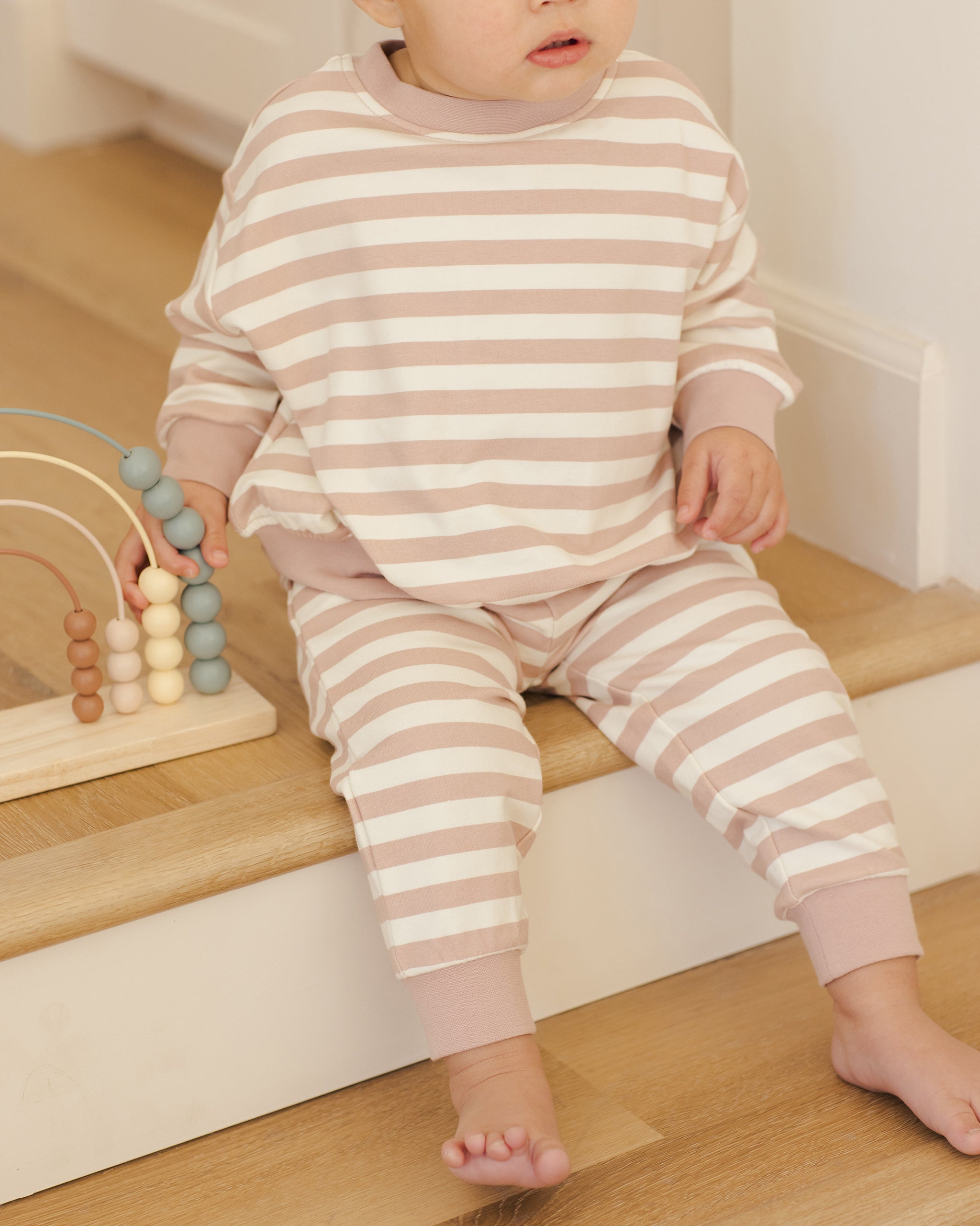 Relaxed Sweatpant || Pink Stripe