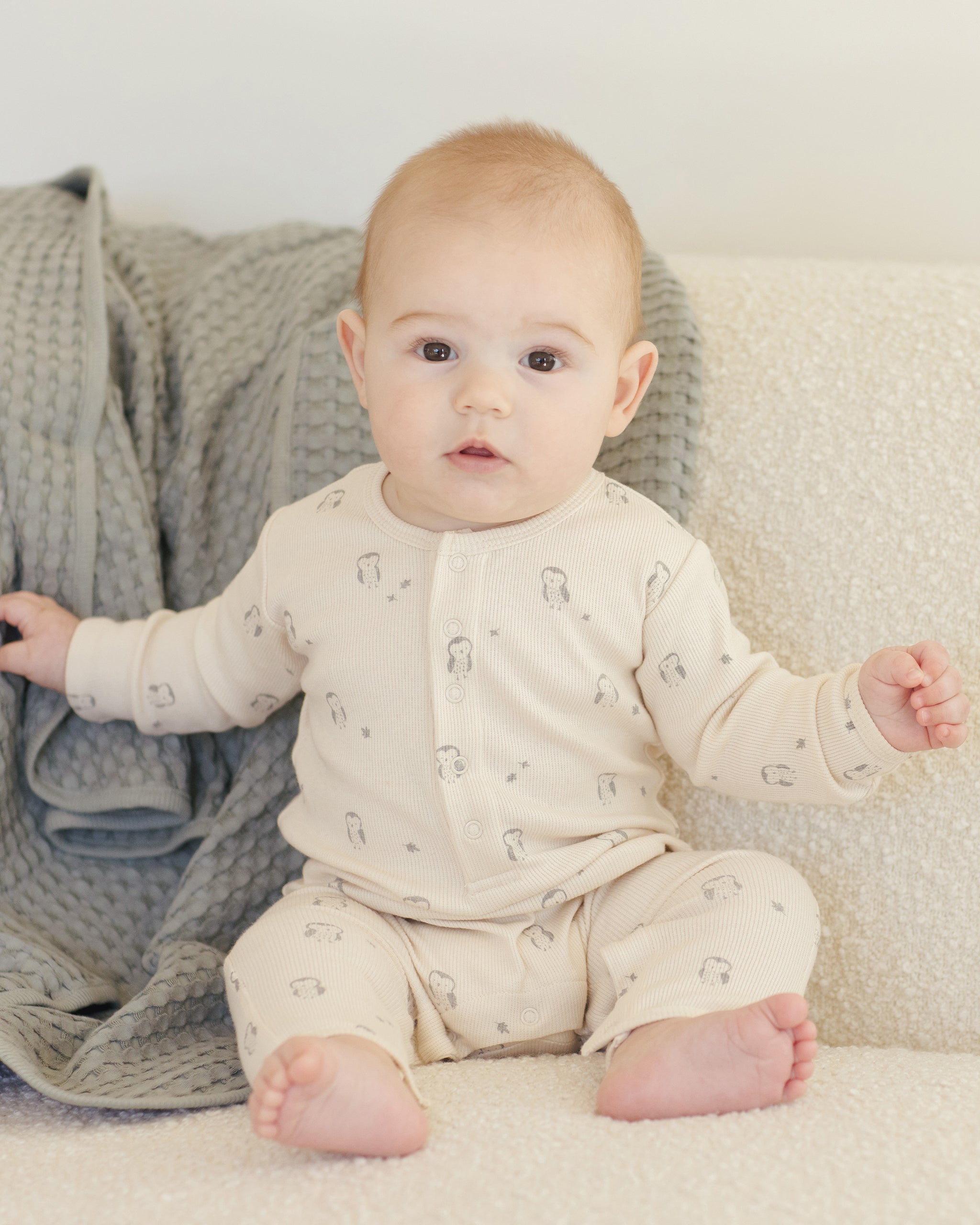 Couverture gaufrée pour bébé || Bleu acier