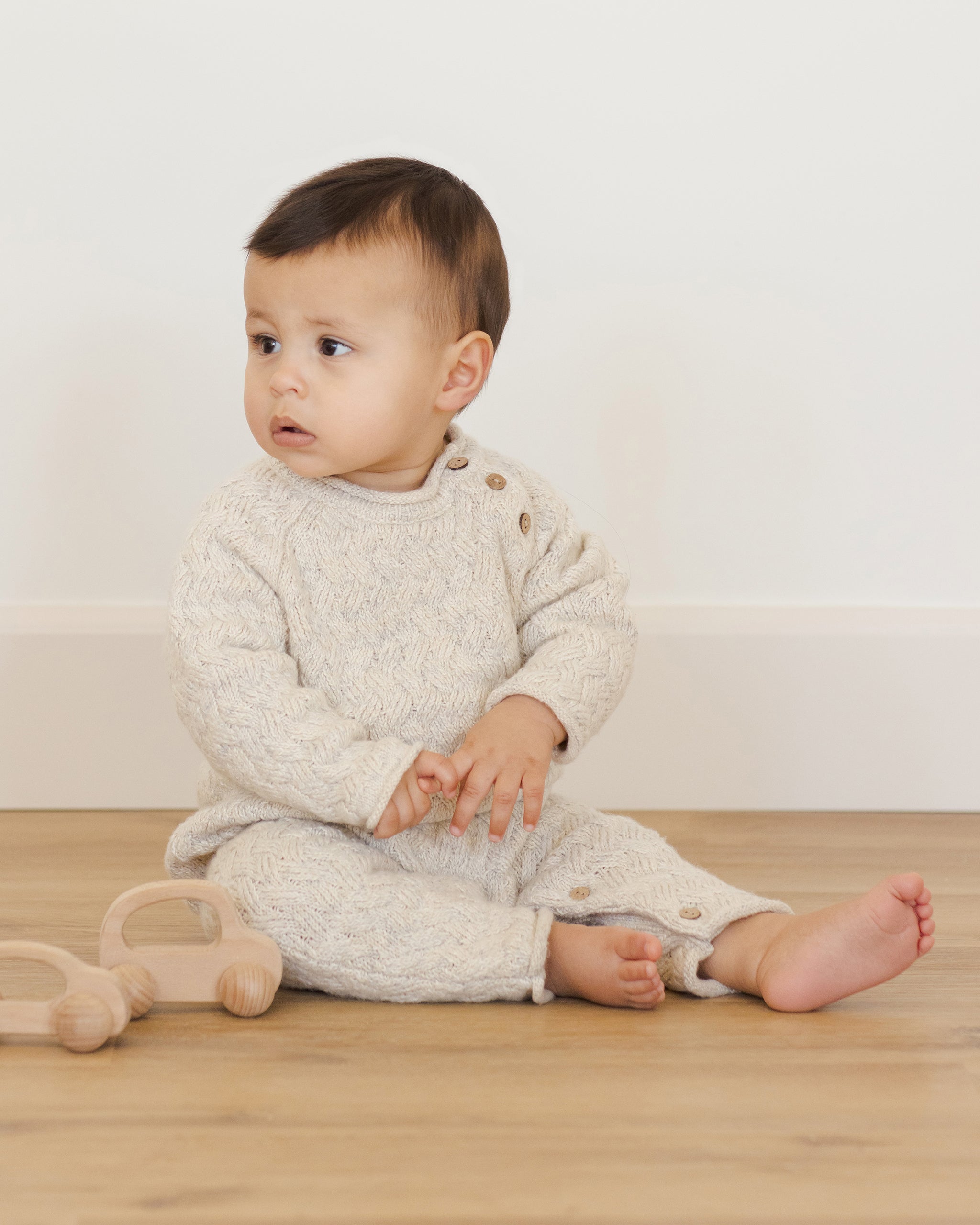 Cozy Heather Knit Jumpsuit || Blue