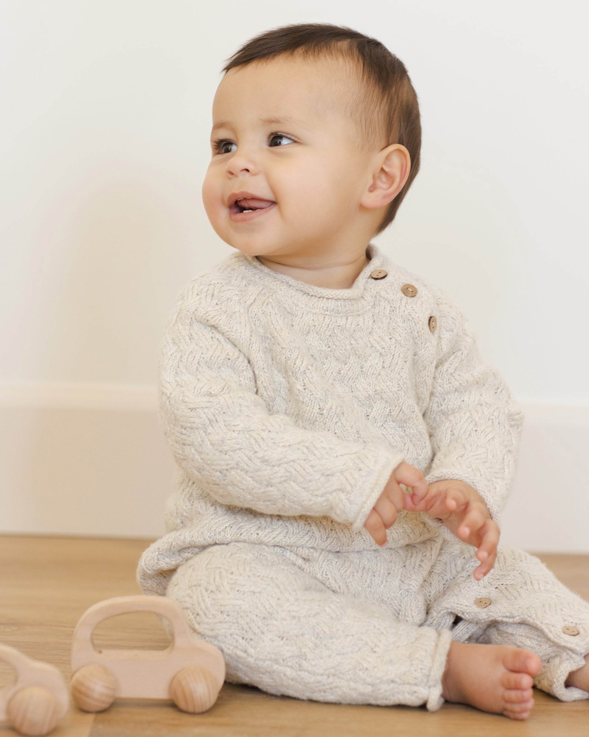 Combinaison douillette en tricot chiné || Bleu