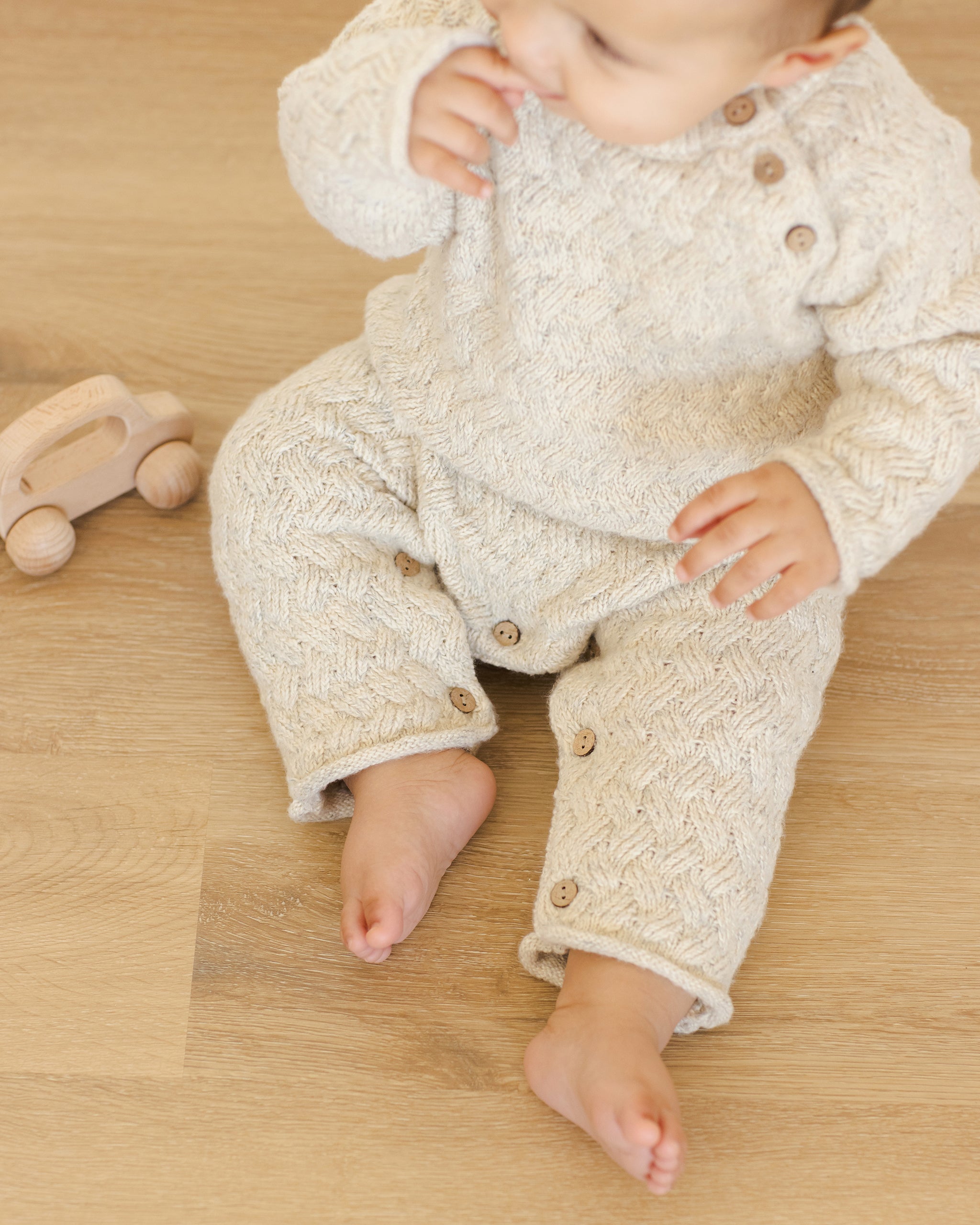 Cozy Heather Knit Jumpsuit || Blue