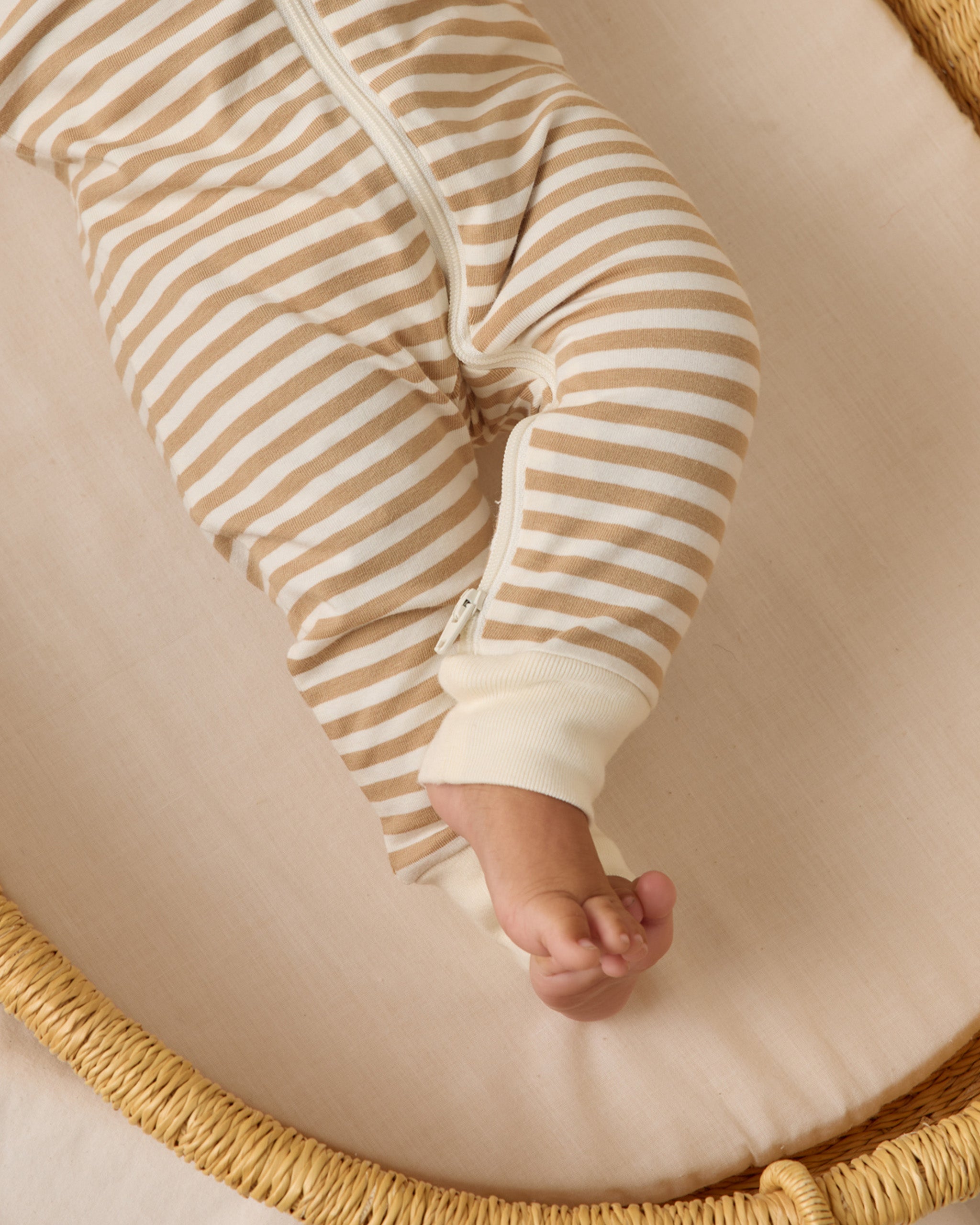 Zip Long Sleeve Sleeper || Gold Stripe - Rylee + Cru | Kids Clothes | Trendy Baby Clothes | Modern Infant Outfits |