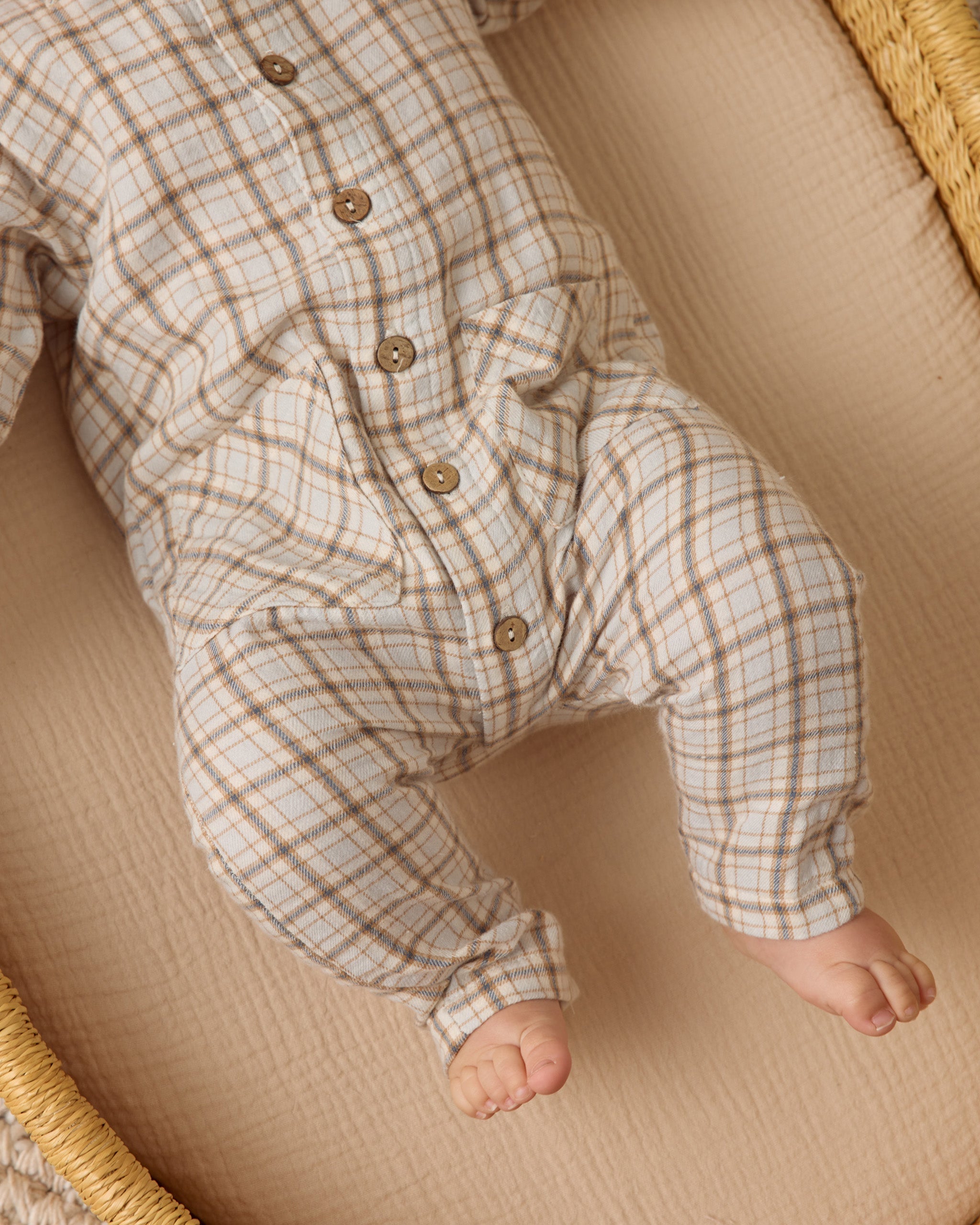 Pocketed Woven Jumpsuit || Blue Plaid