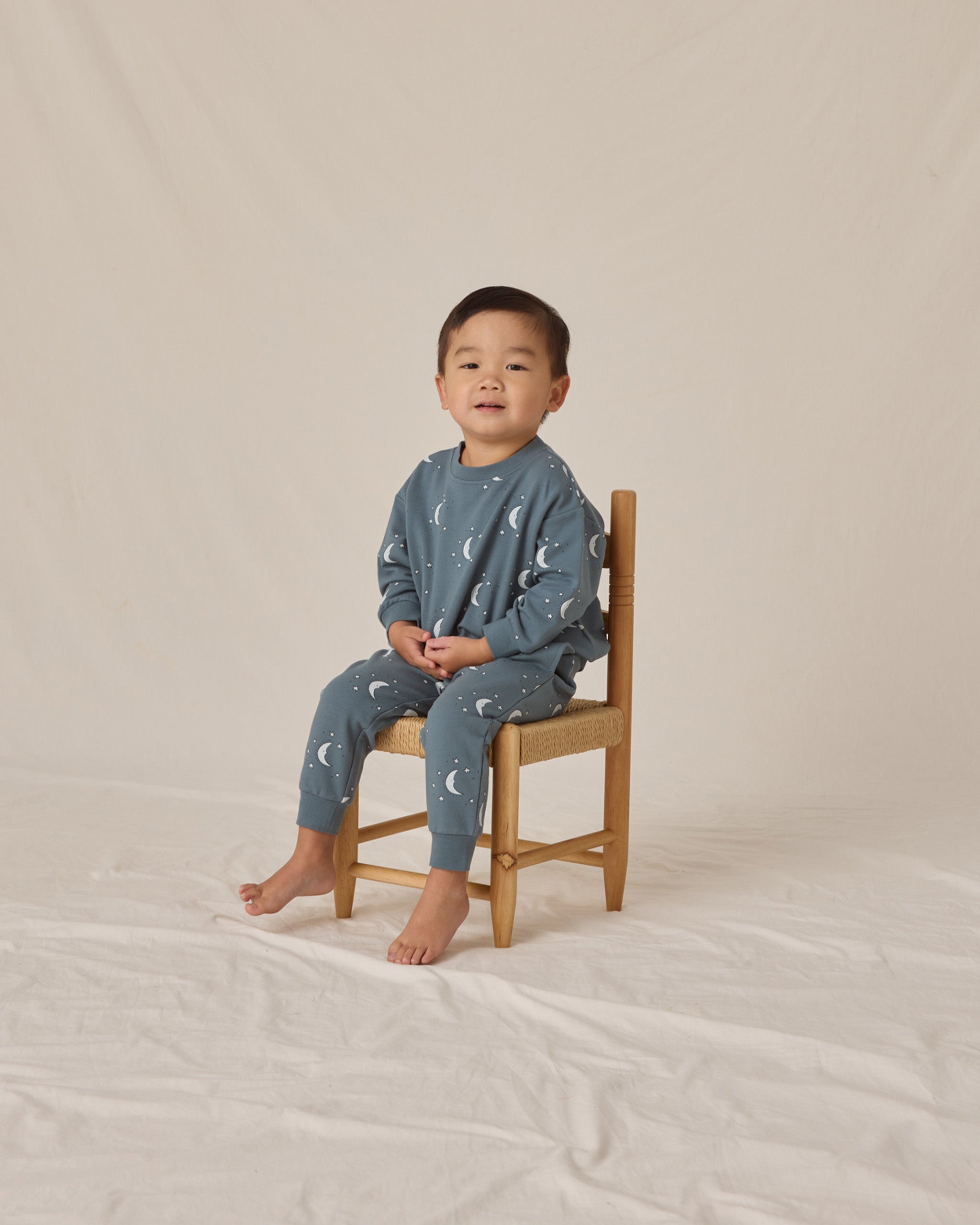 Relaxed Fleece Sweatpant || Silver Moons - Rylee + Cru | Kids Clothes | Trendy Baby Clothes | Modern Infant Outfits |