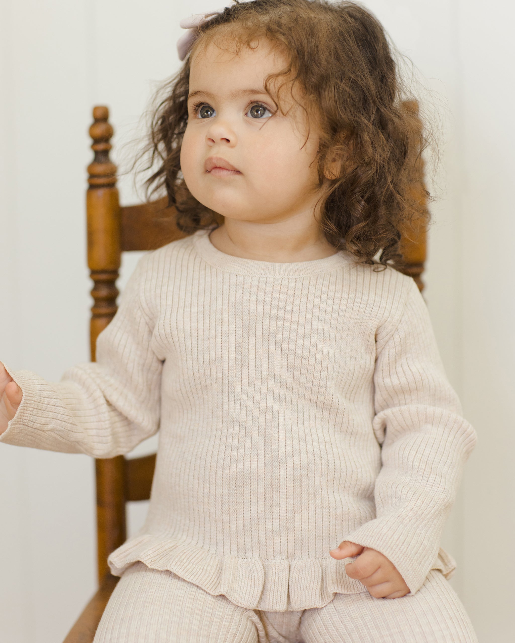 *Rib Knit Peplum Top || Heathered Oatmeal*