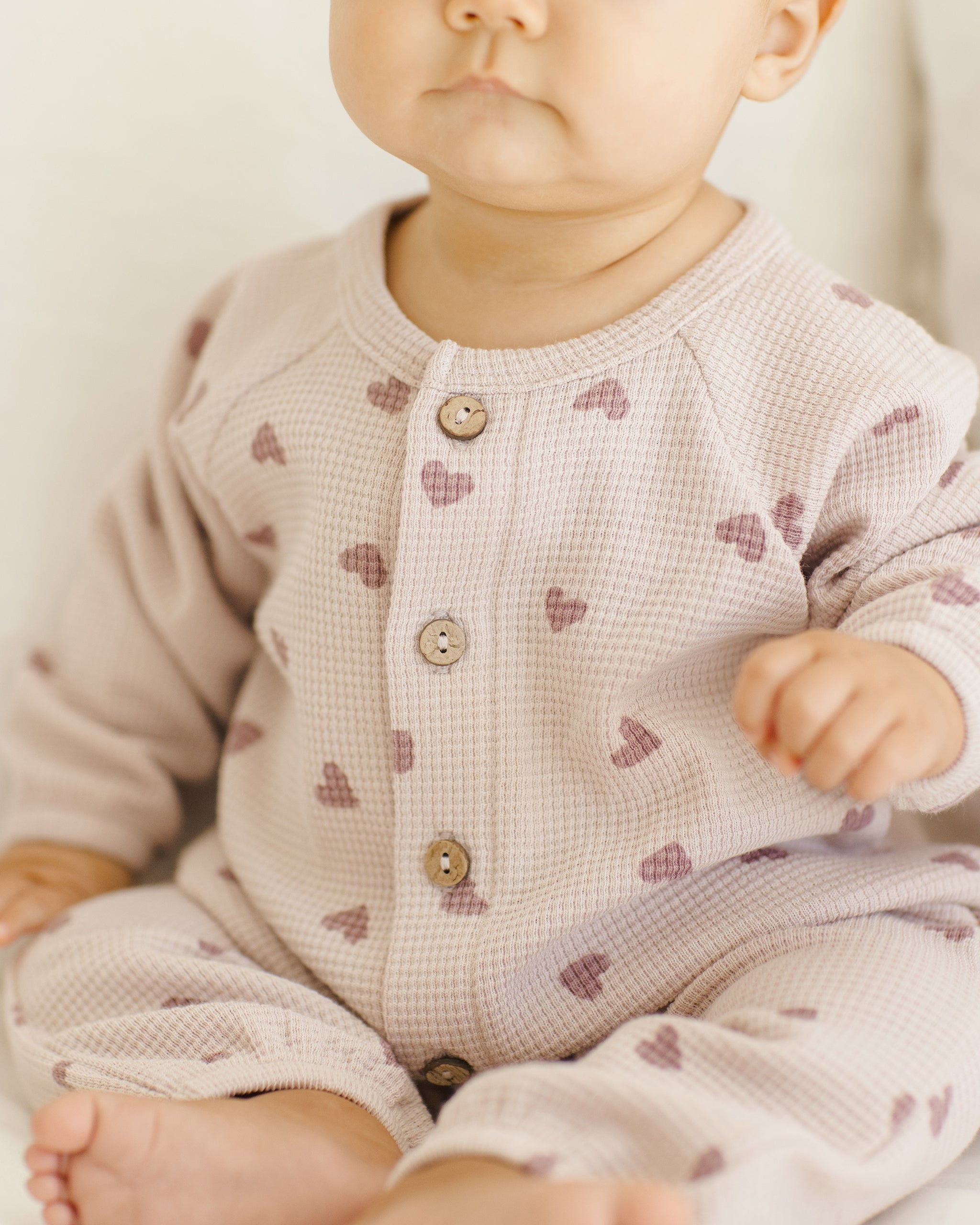 Waffle Long Sleeve Jumpsuit || Hearts
