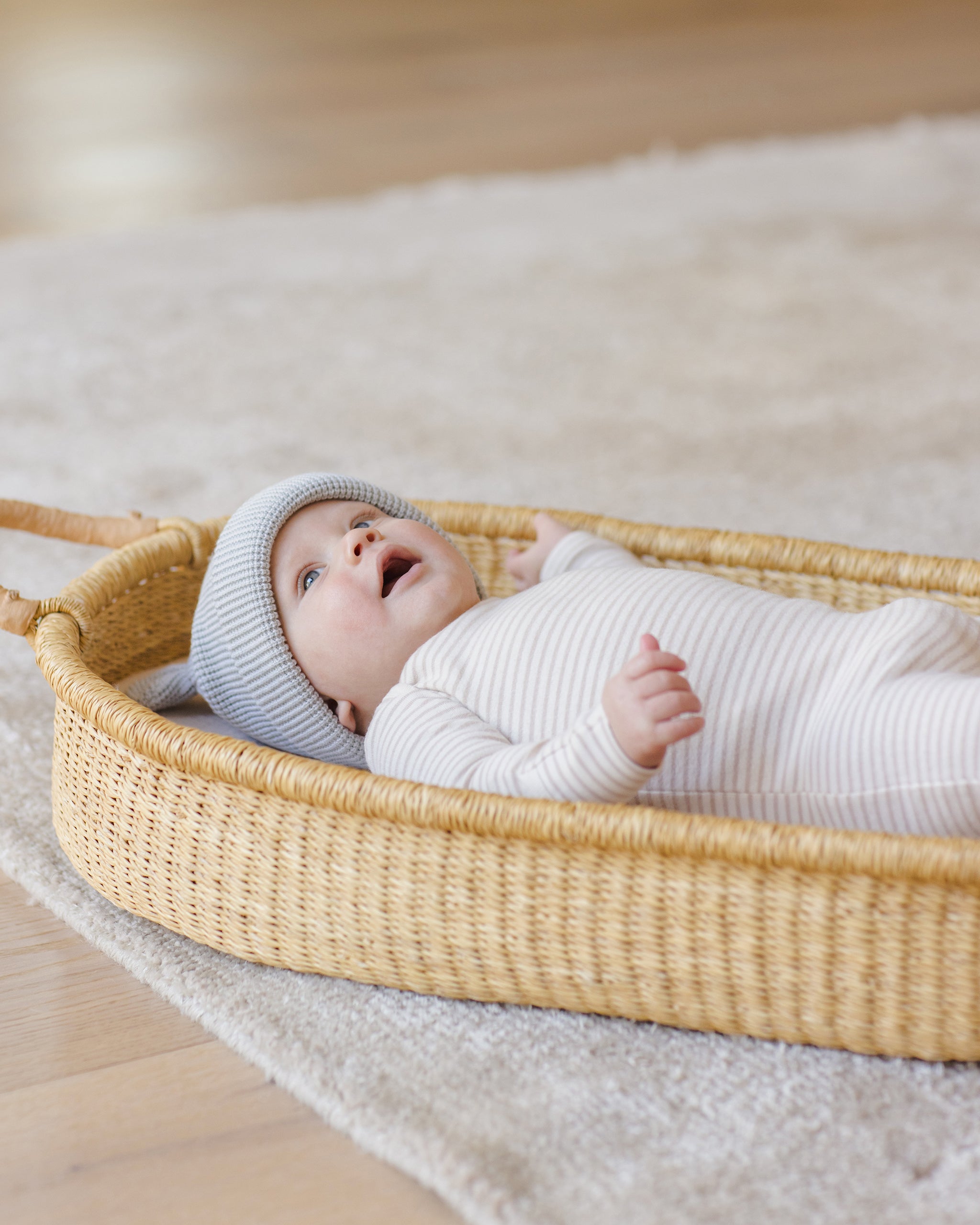 Baby Footie || Oat Micro Stripe