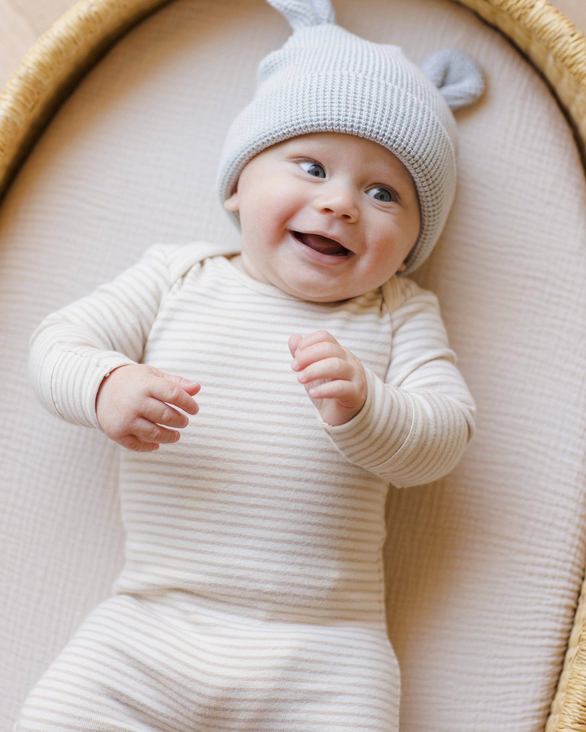 Baby Footie || Oat Micro Stripe
