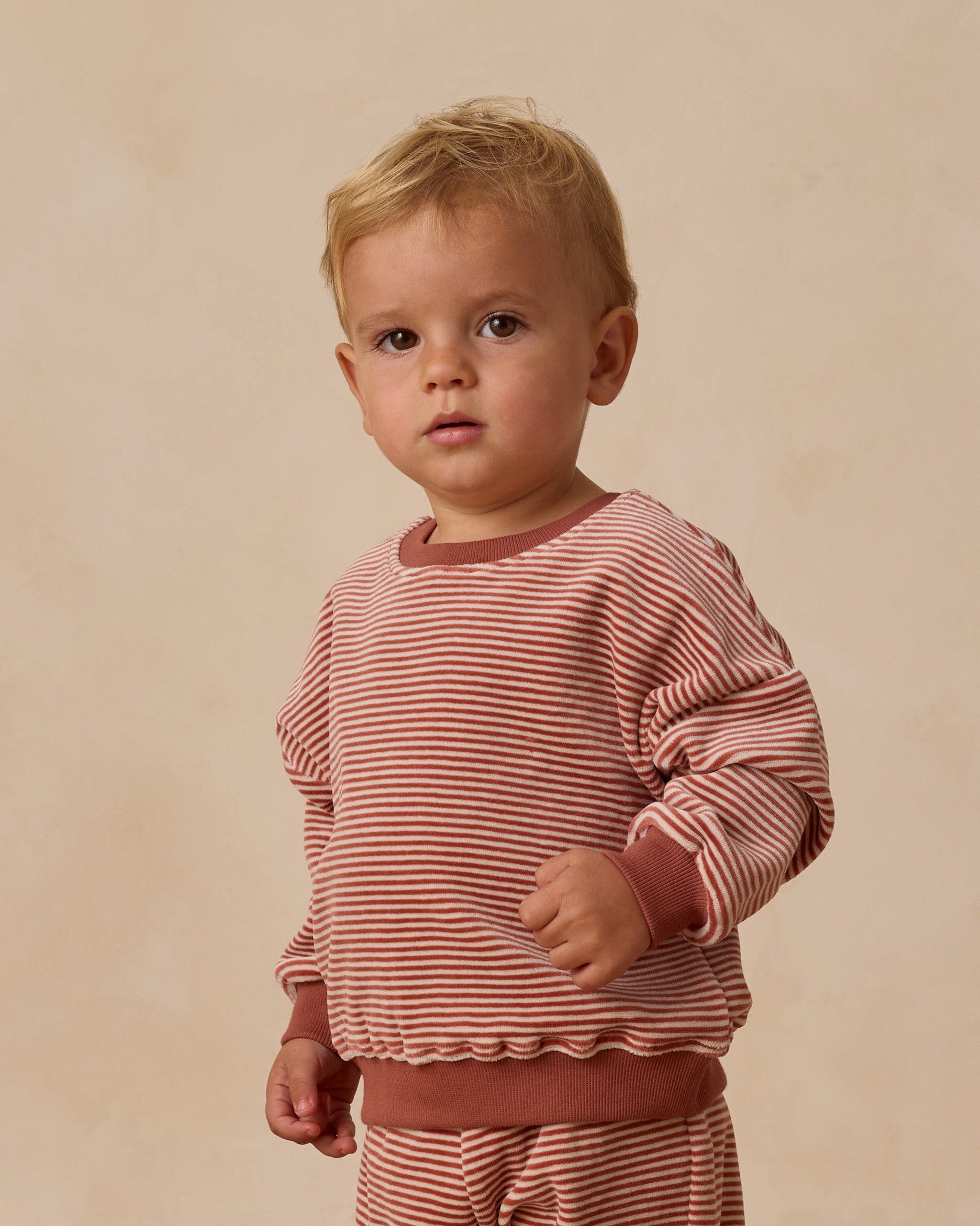 Velour Relaxed Sweatshirt || Candy Stripe