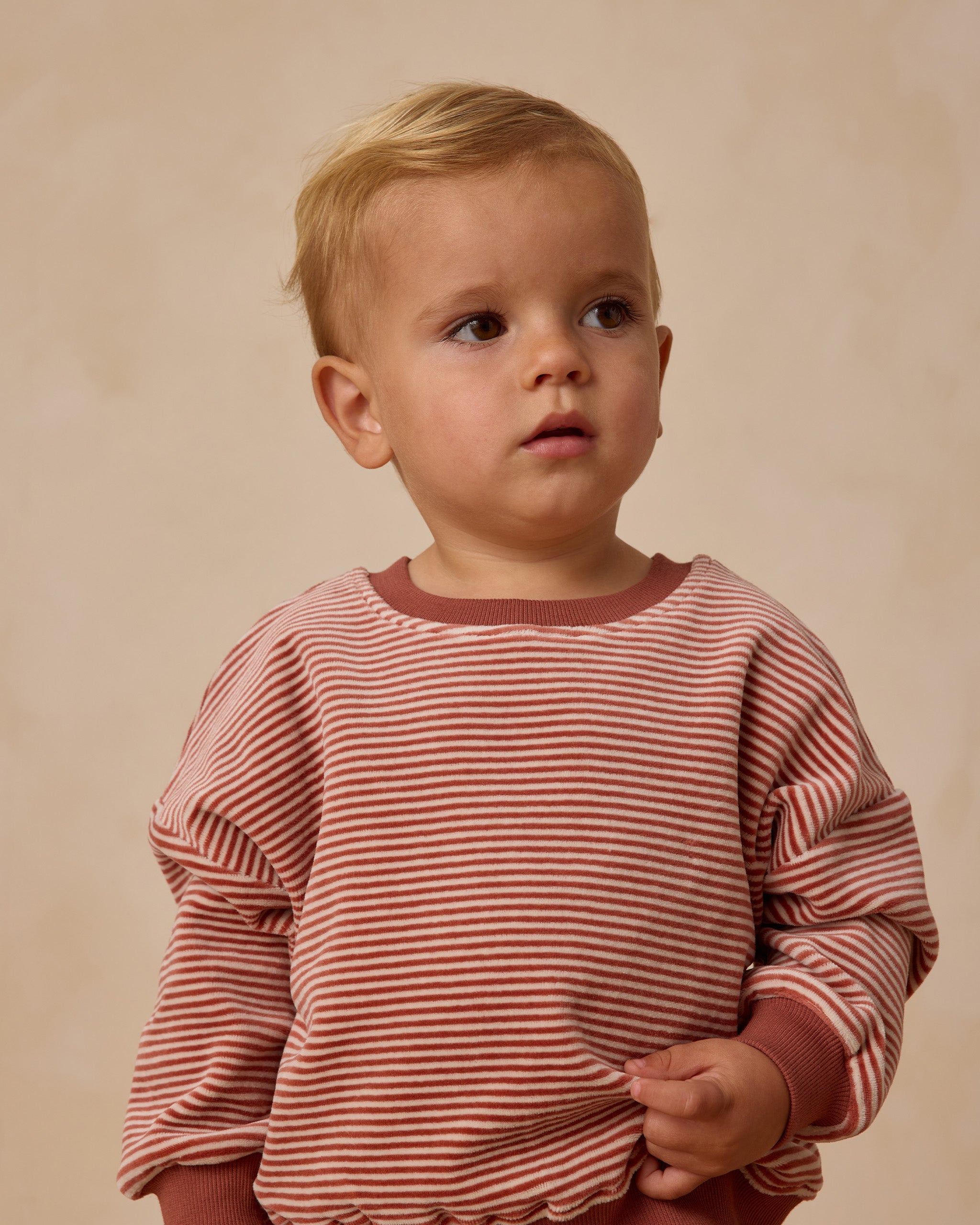 Velour Relaxed Sweatshirt || Candy Stripe