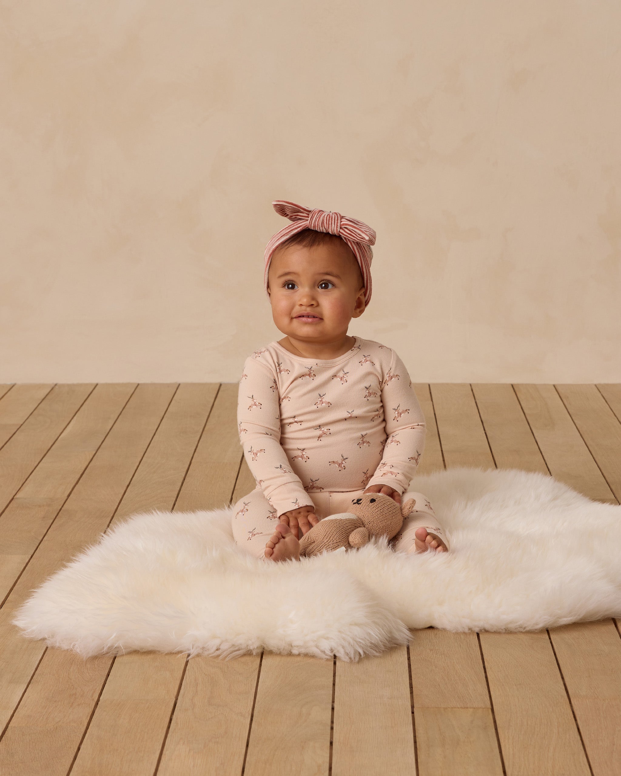 Velour Bow Headband || Candy Stripe